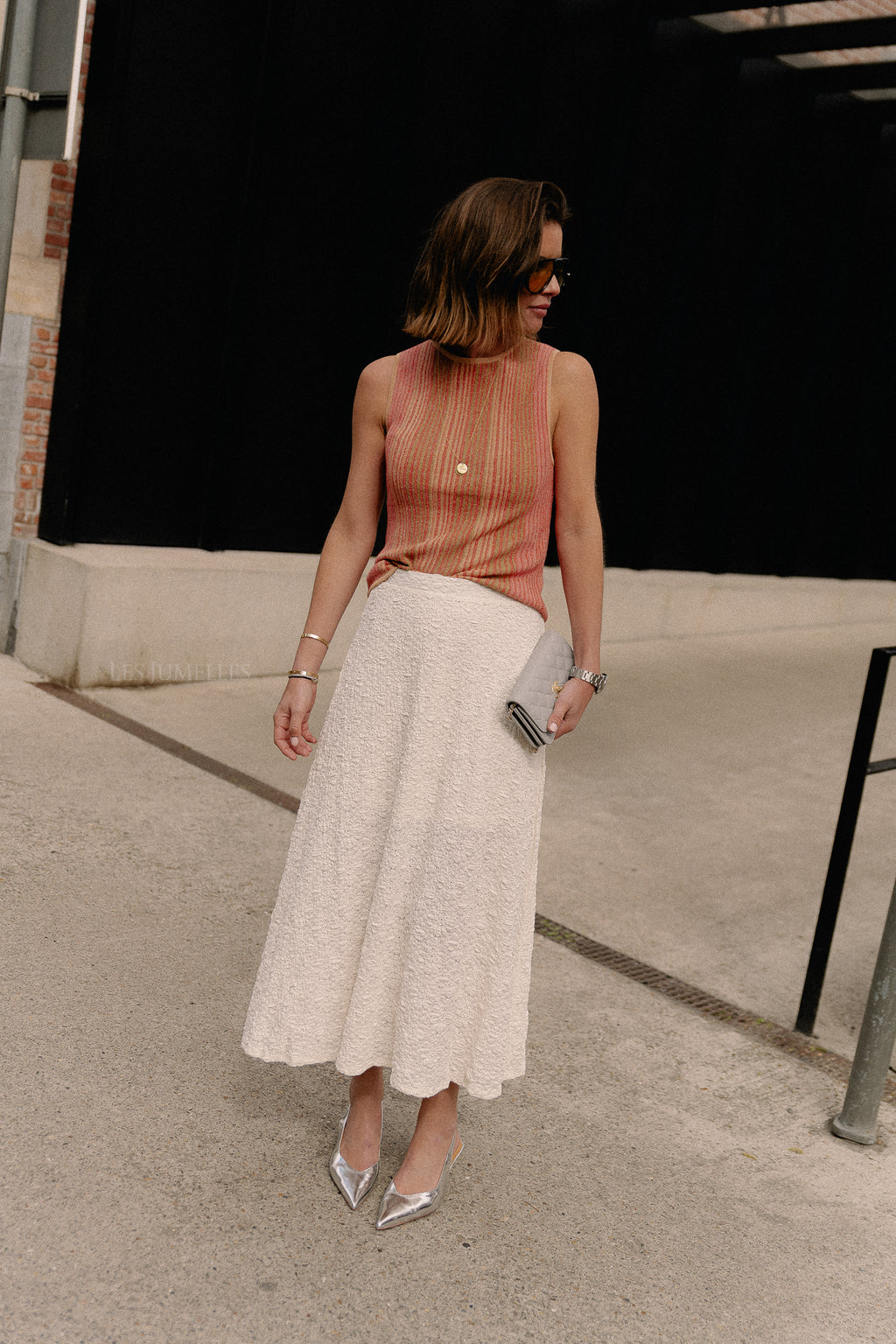 OBJMilika long HW skirt cloud dancer
