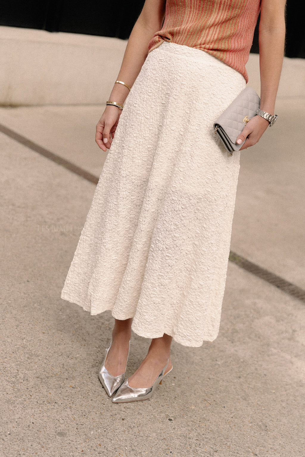 OBJMilika long HW skirt cloud dancer