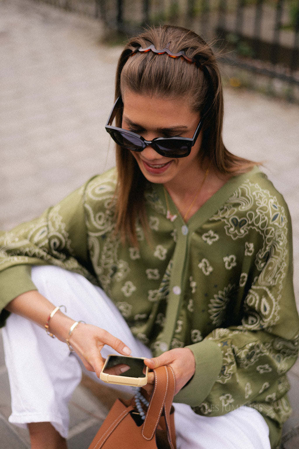Abbey paisley print blouse khaki