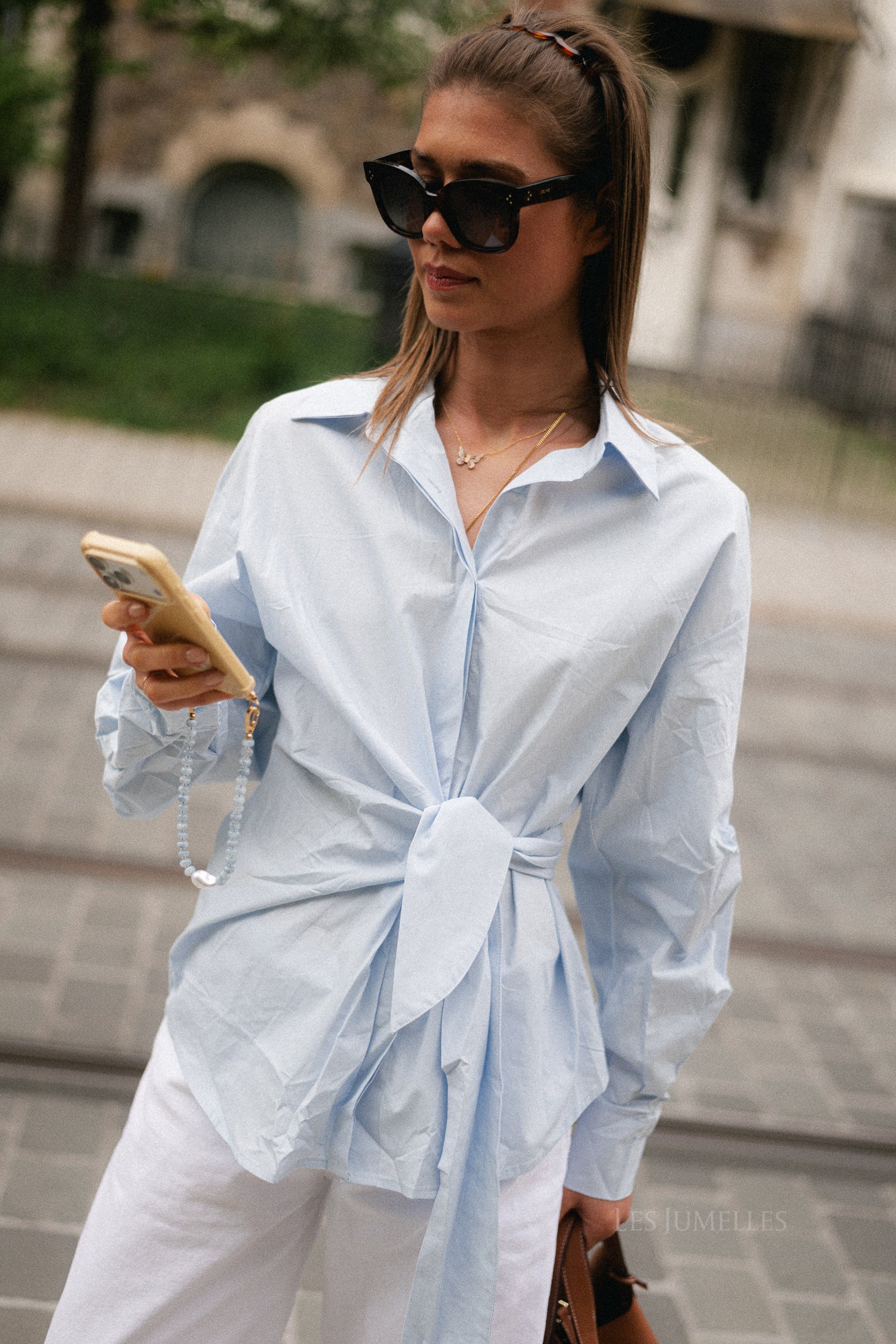 Alix tied blouse baby blue