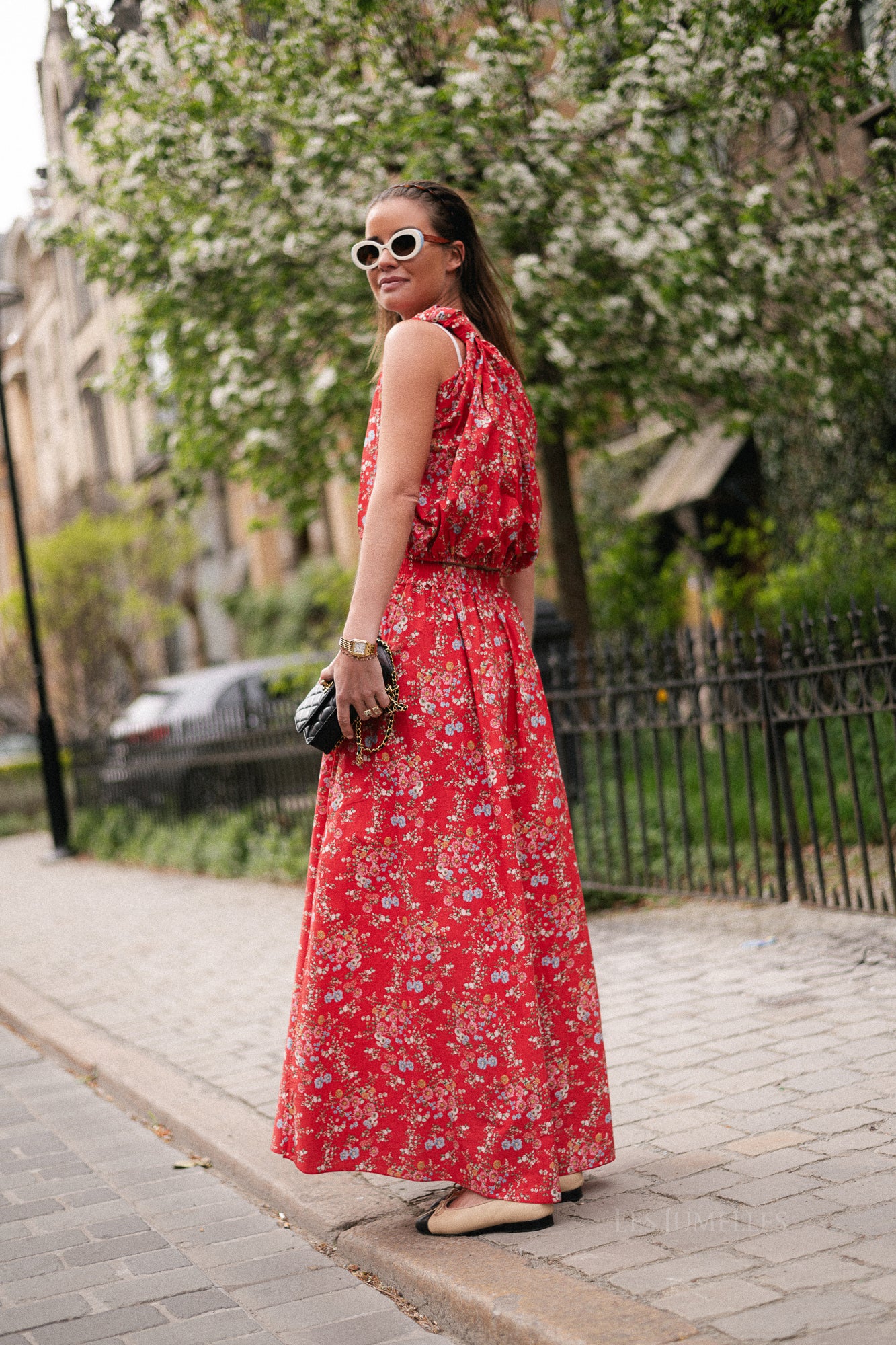 Fran long skirt flower print red
