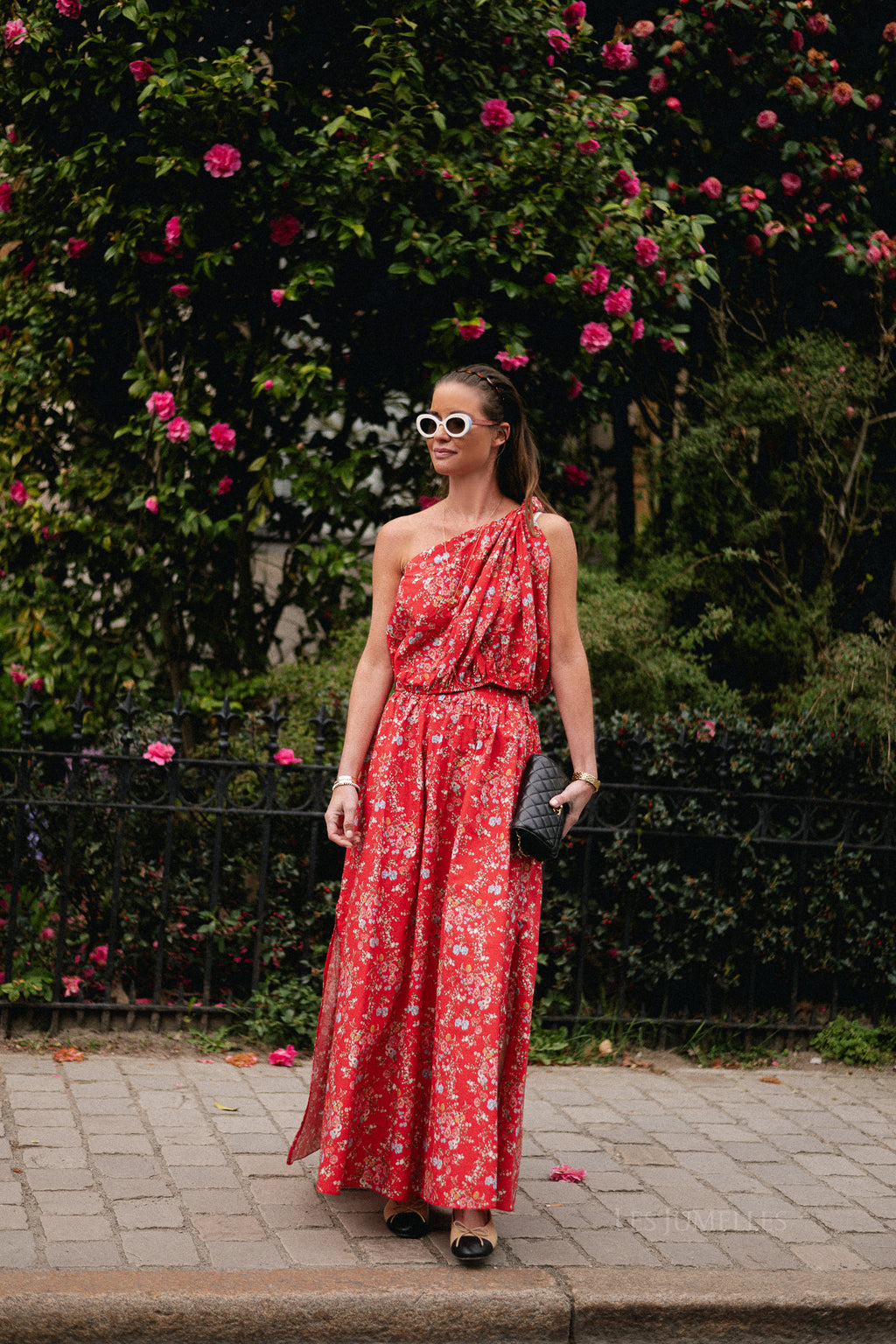 Fran long skirt flower print red