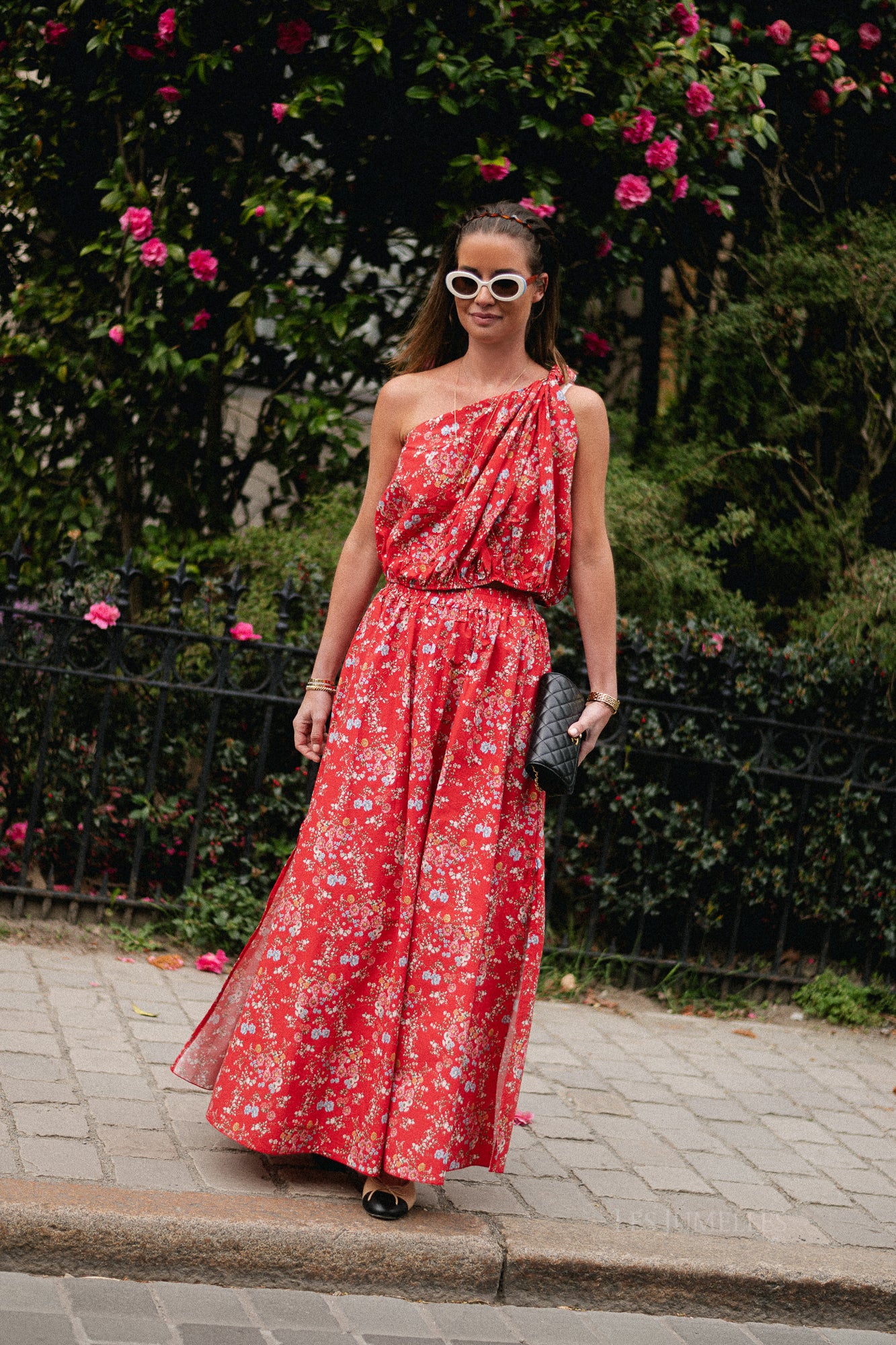 Fran long skirt flower print red