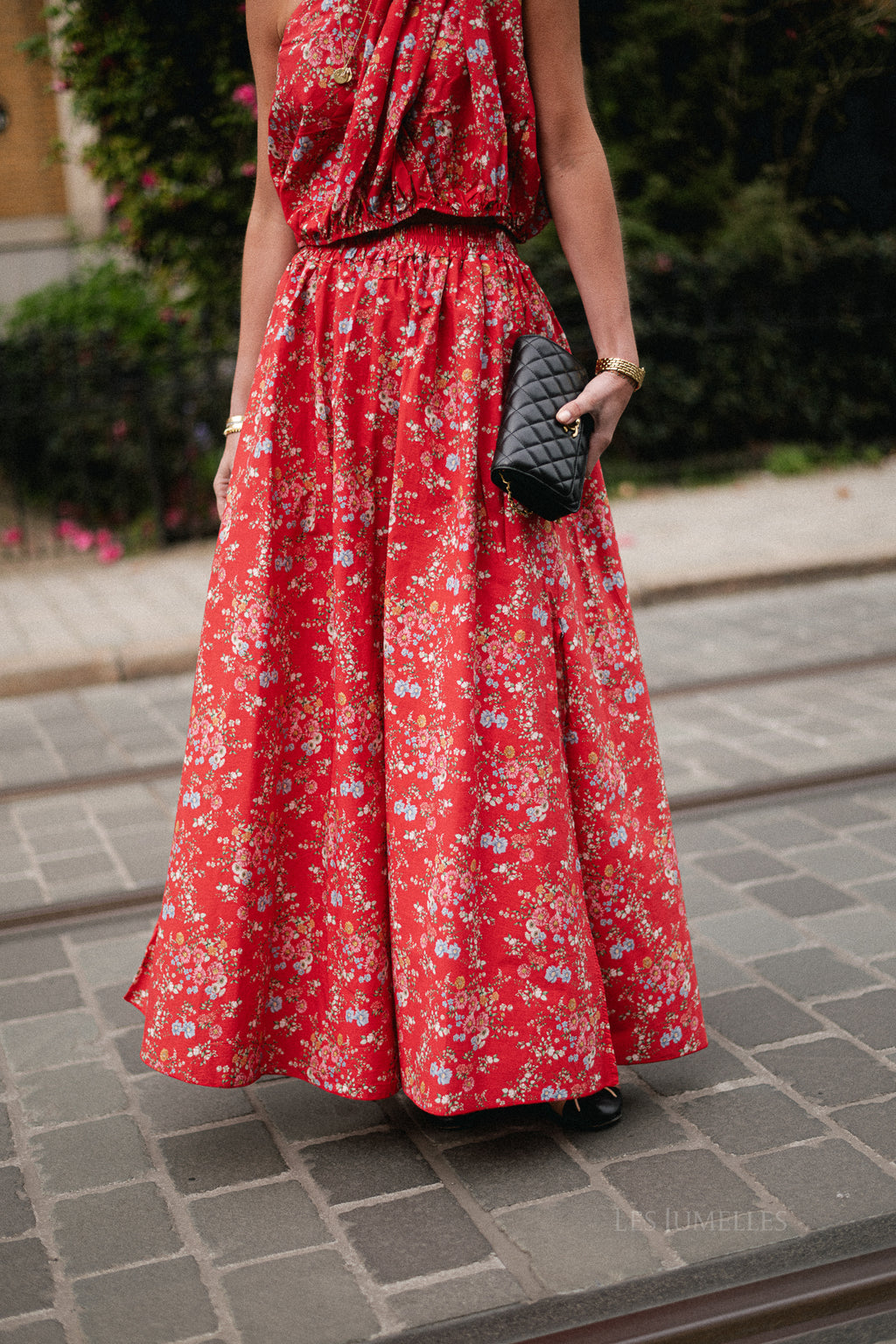 Fran long skirt flower print red