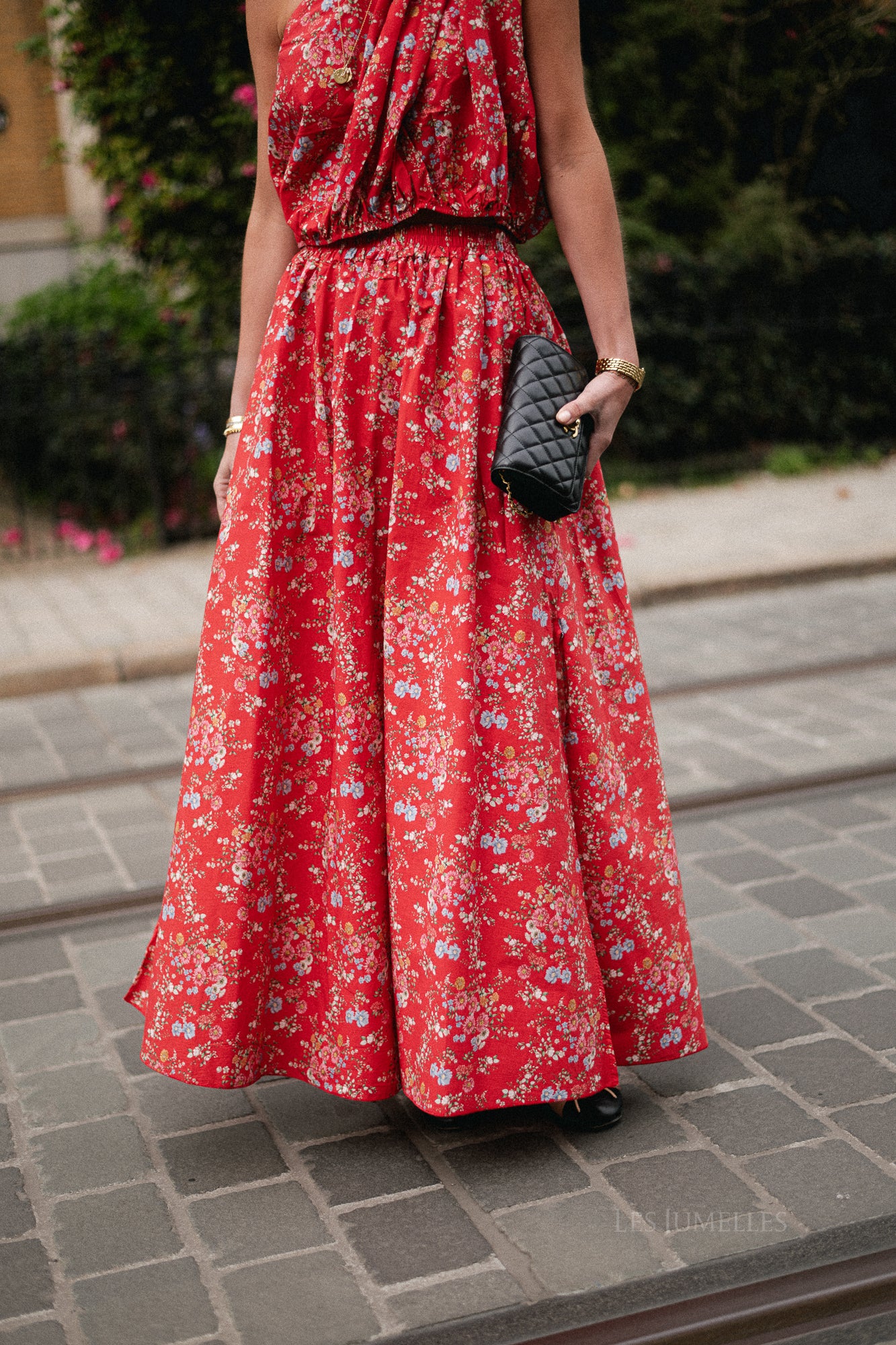 Fran long skirt flower print red