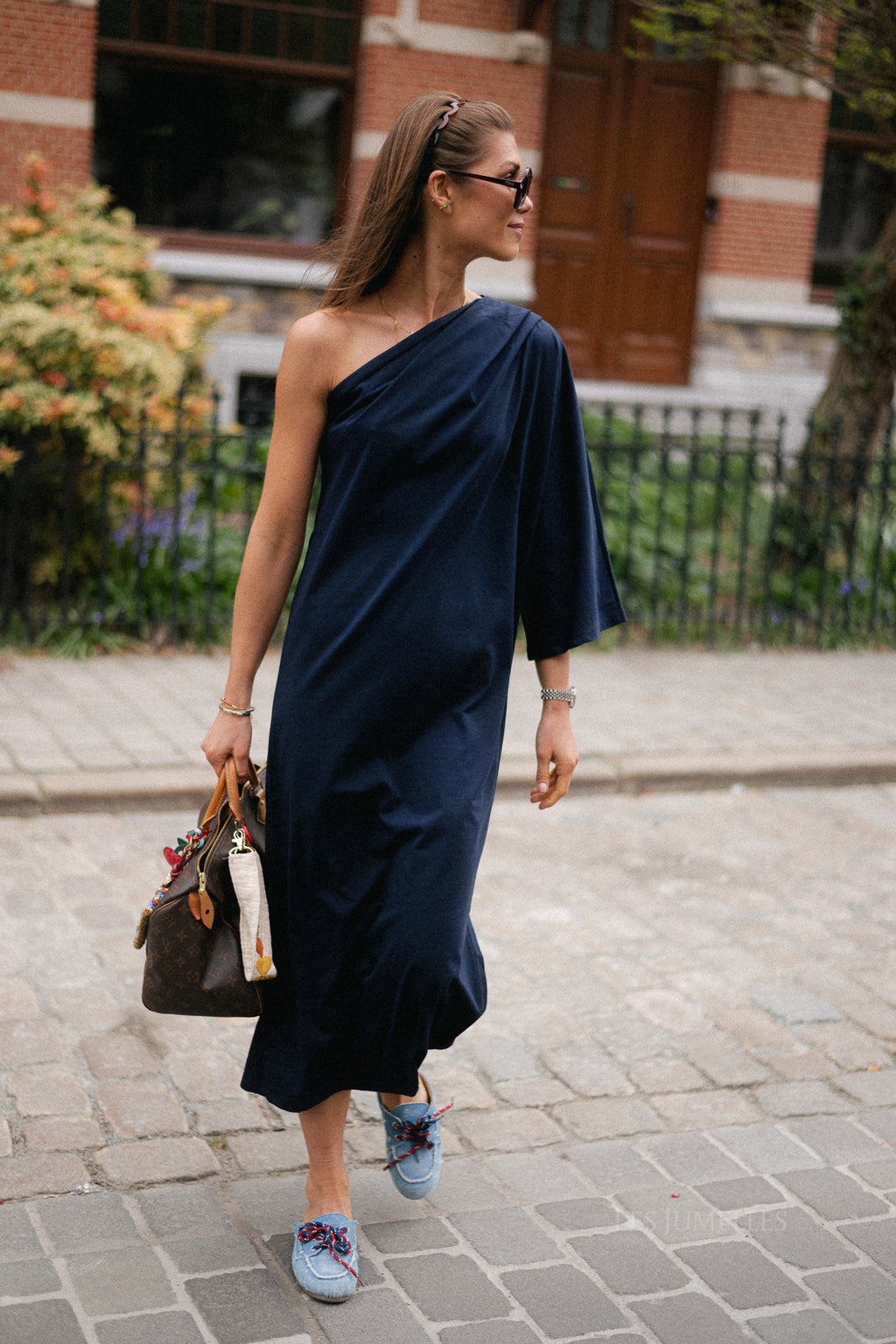 Celie one shoulder dress navy