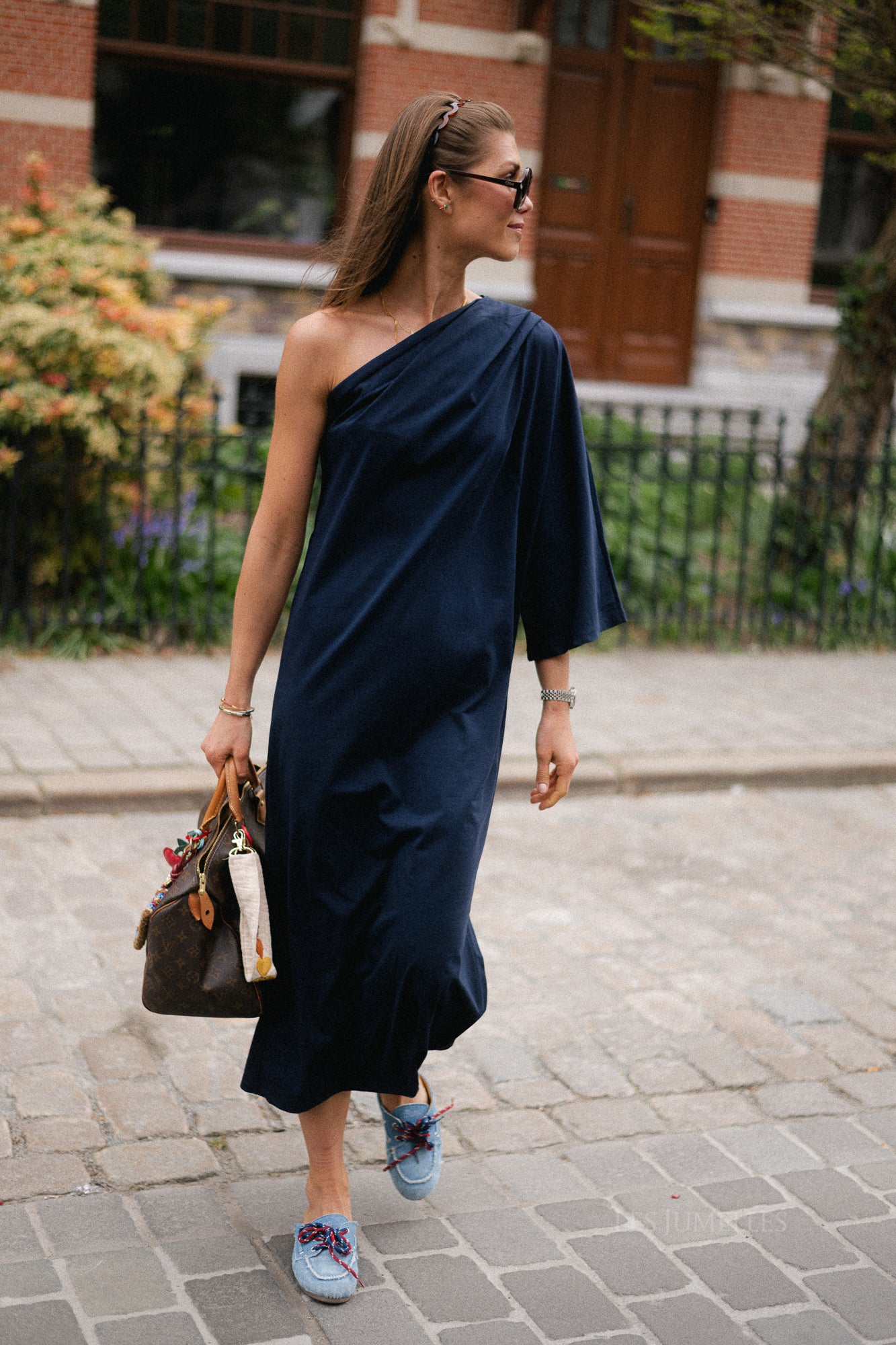 Celie one shoulder dress navy