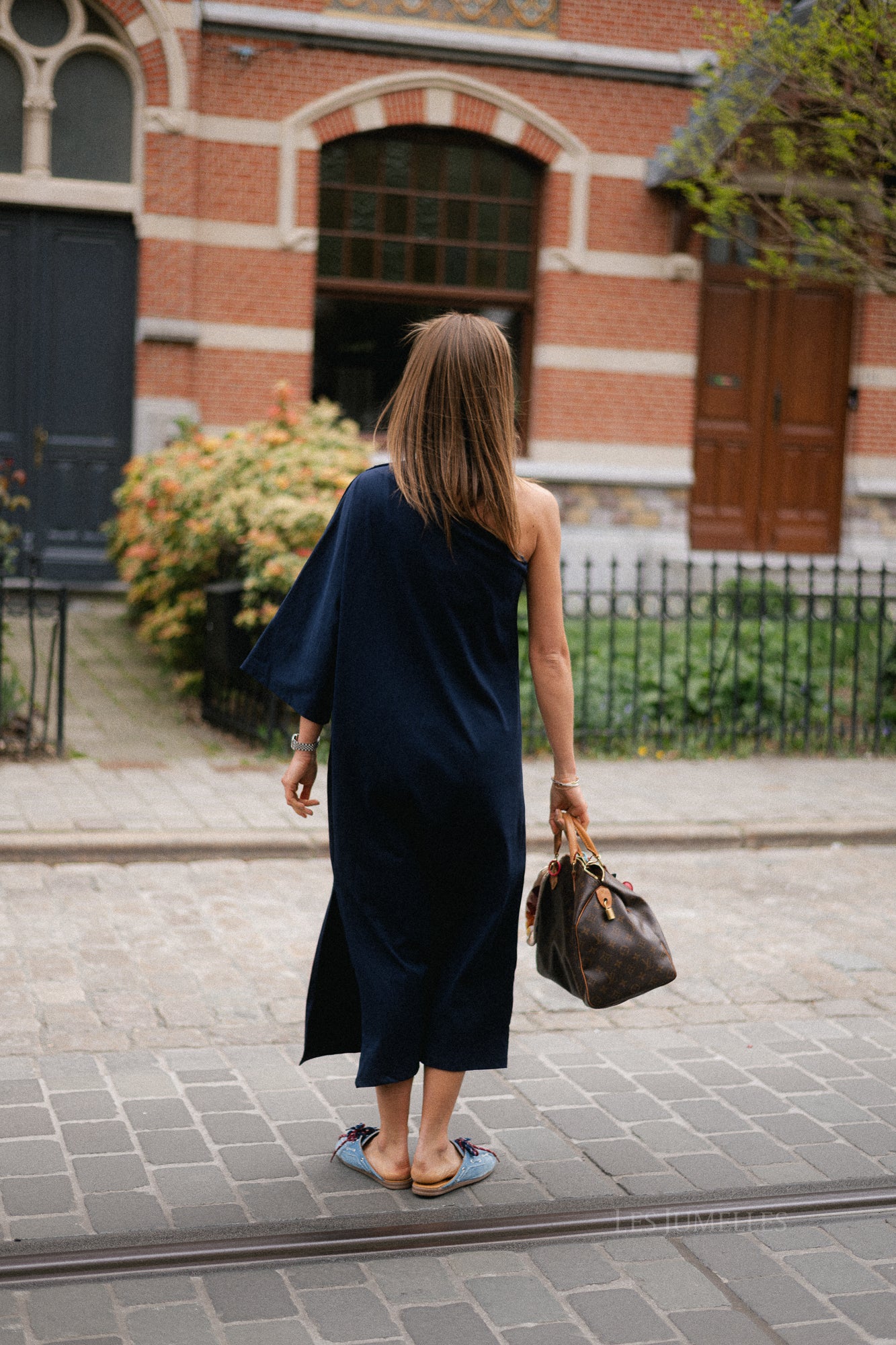 Celie one shoulder dress navy