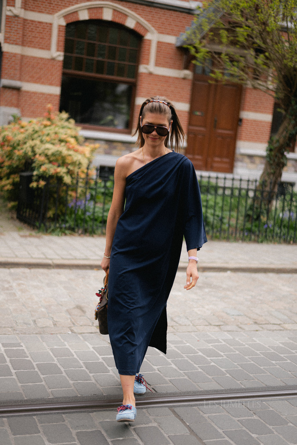 Celie one shoulder dress navy