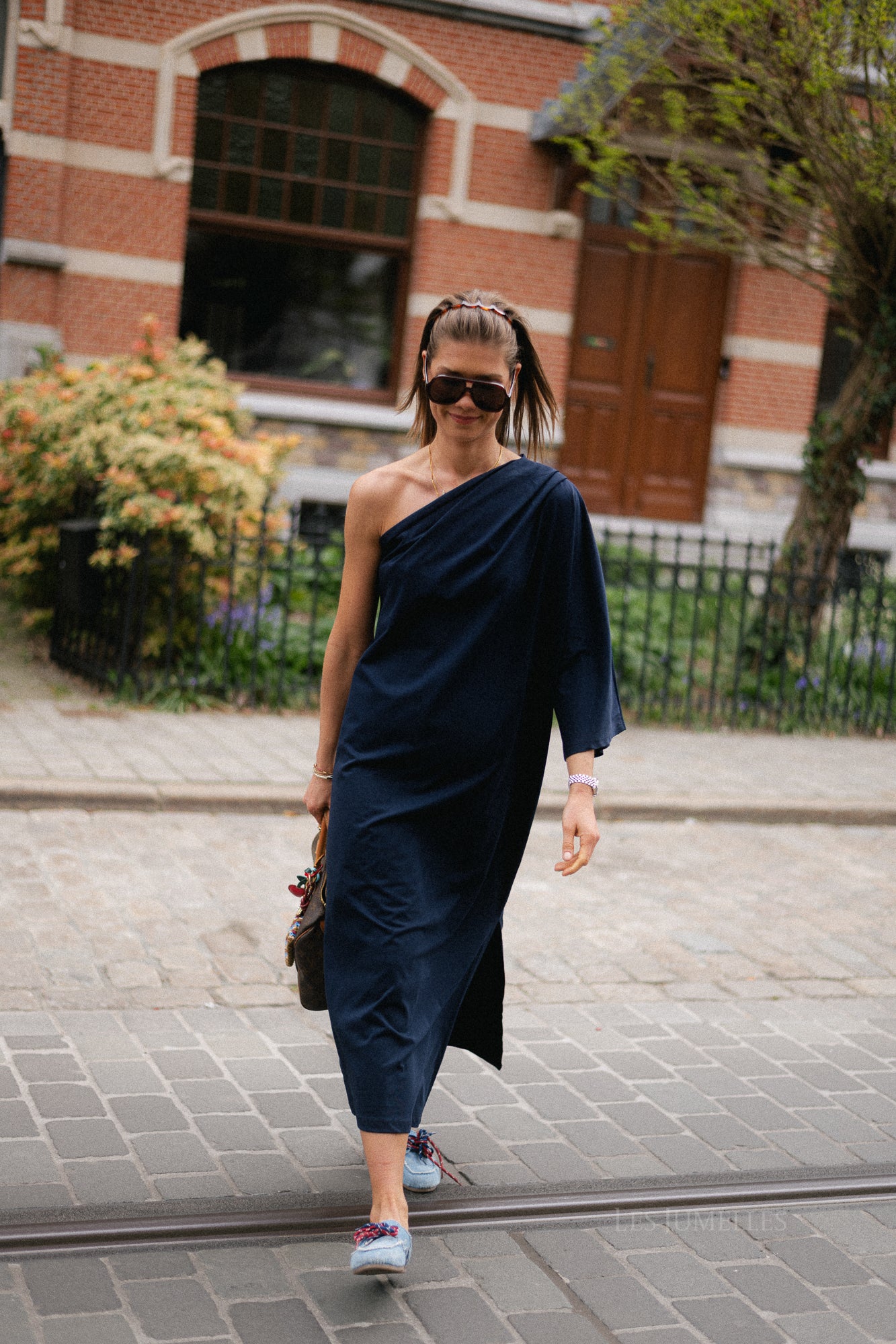 Celie one shoulder dress navy