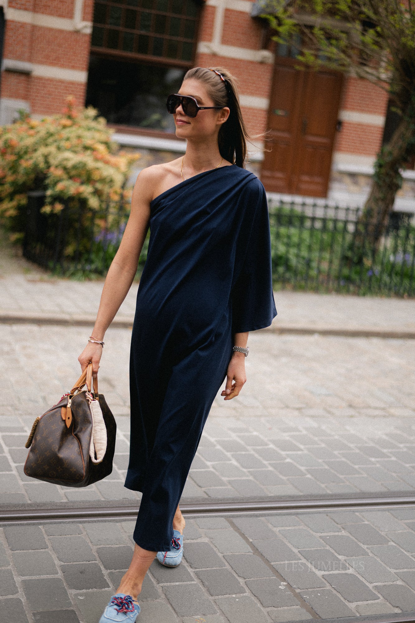 Celie one shoulder dress navy