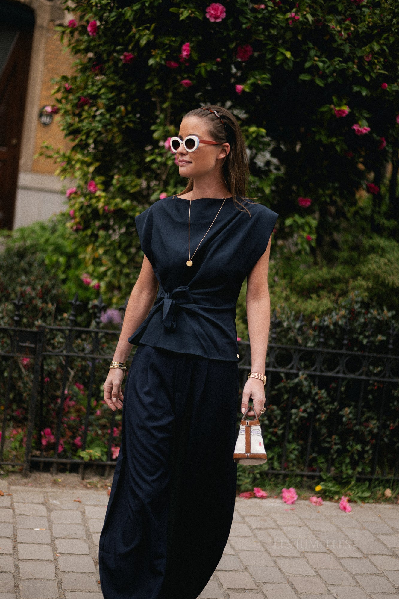 Britt SL wrapped top navy