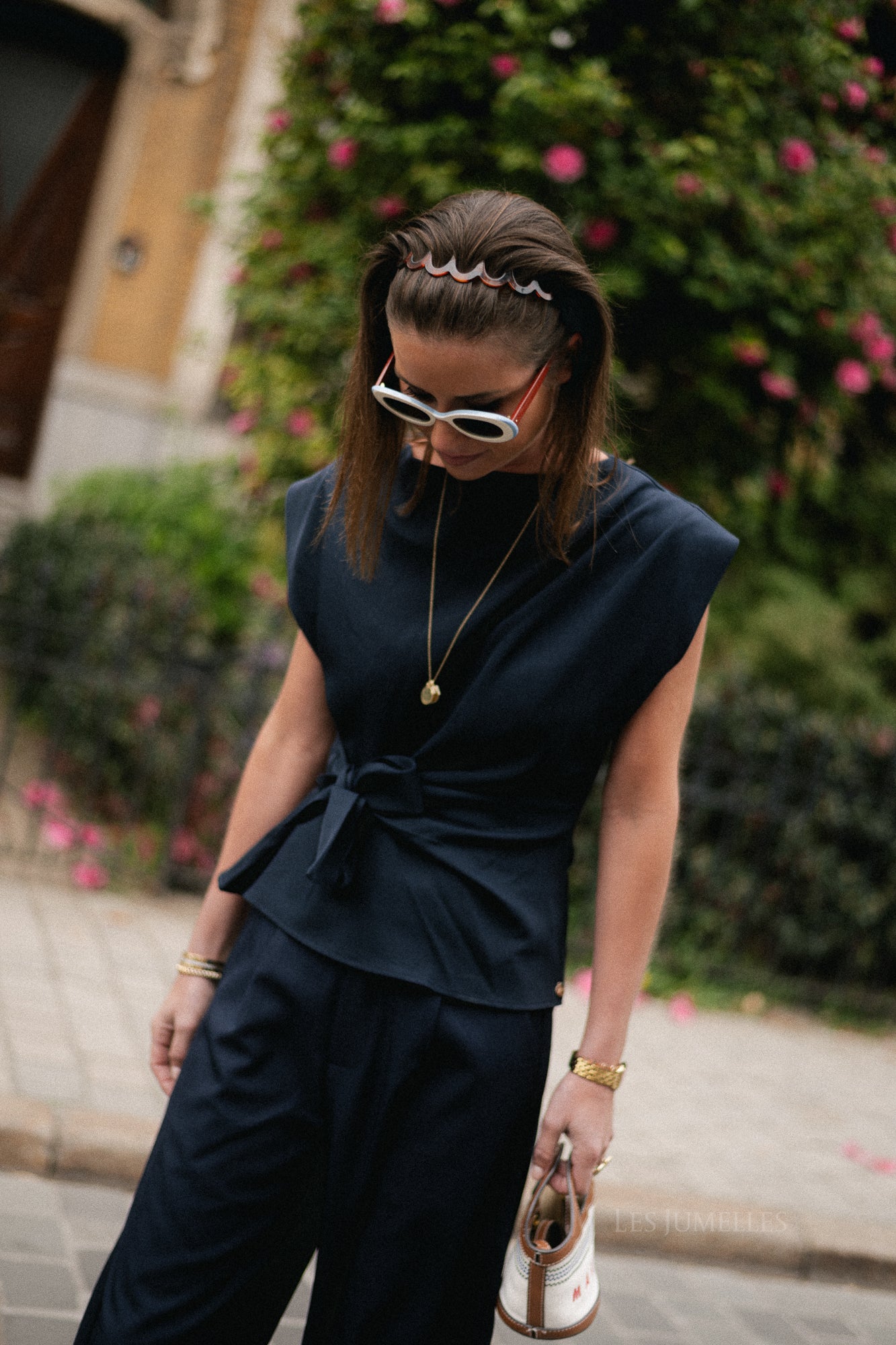 Britt SL wrapped top navy