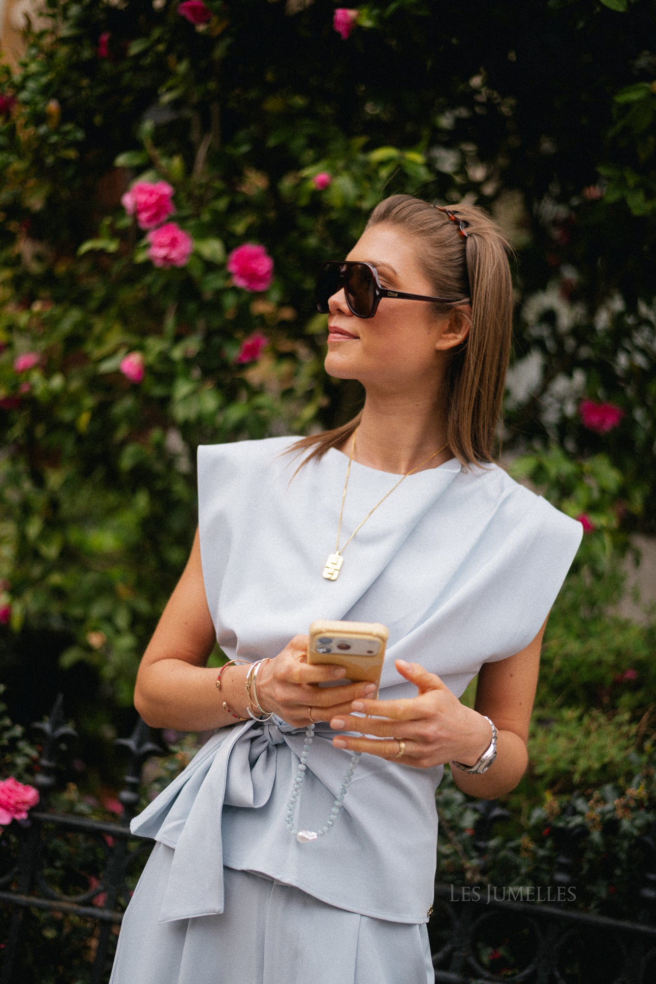 Britt SL wrapped top sky blue