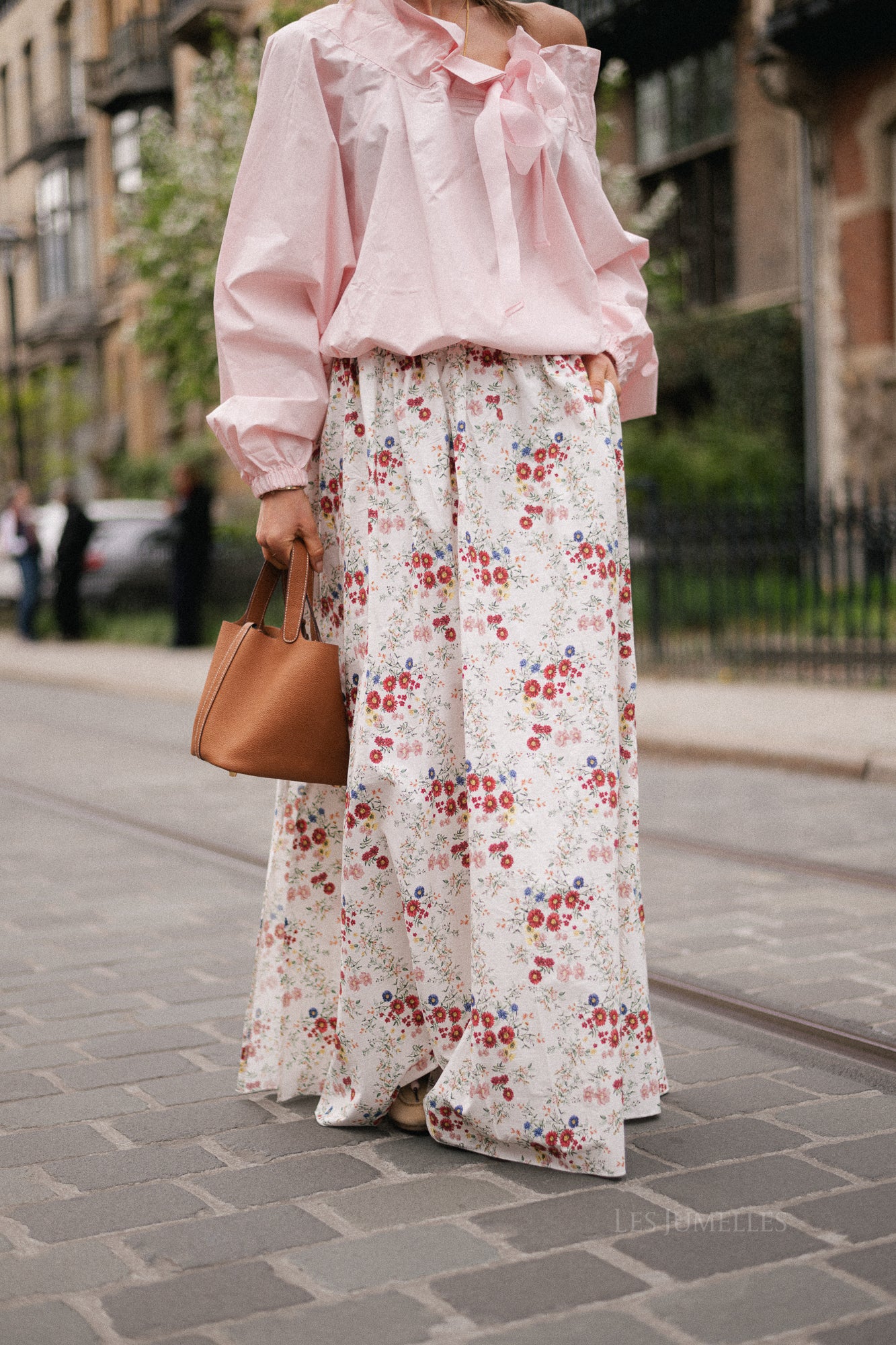 Fran long skirt flower print ecru