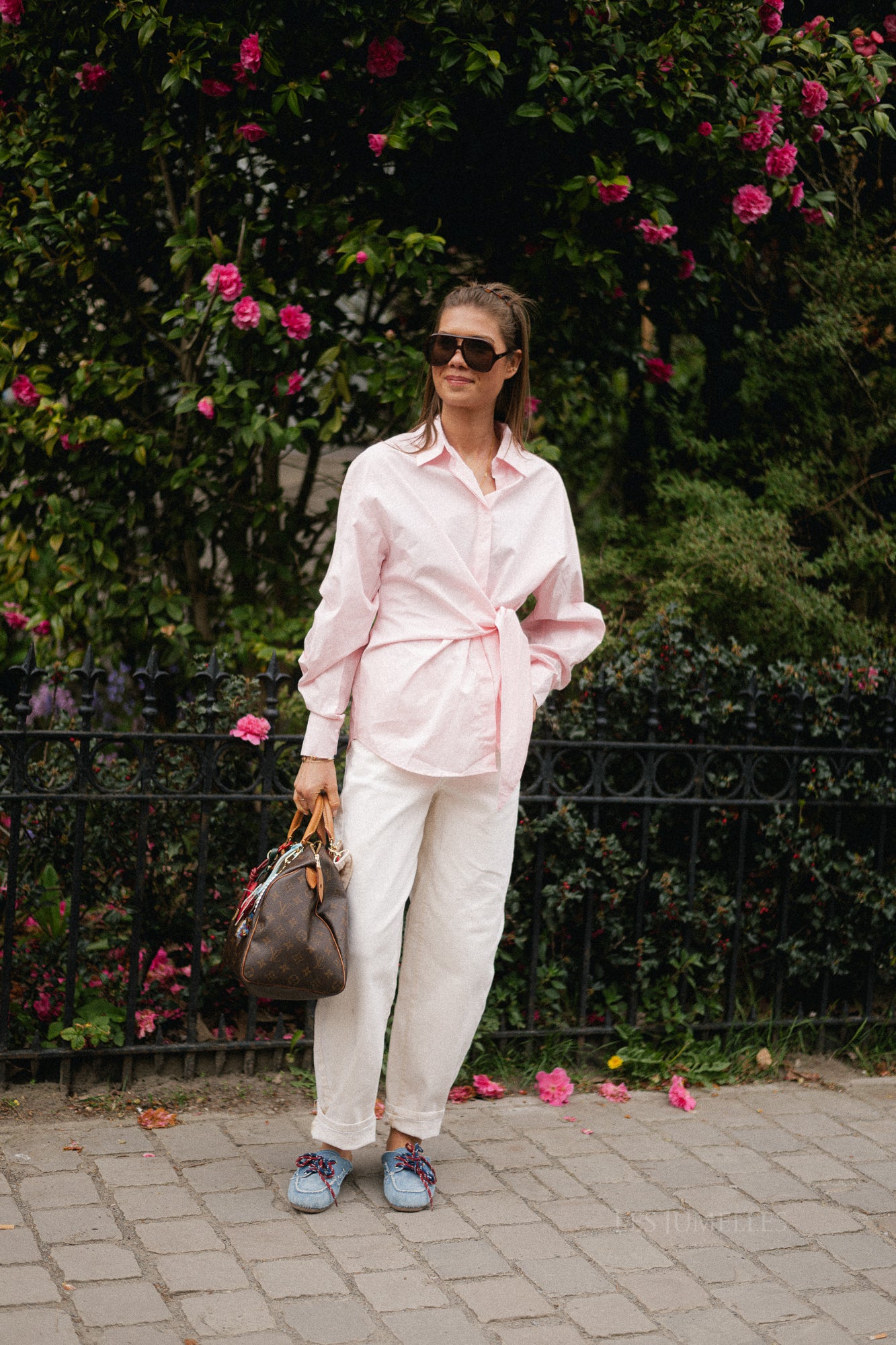 Alix tied blouse blush pink