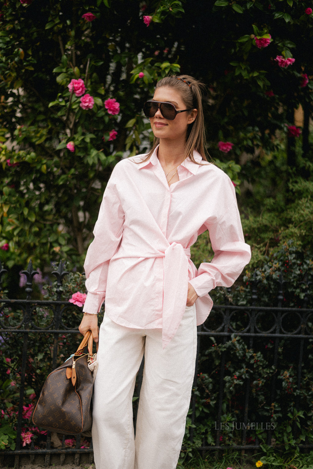 Alix tied blouse blush pink