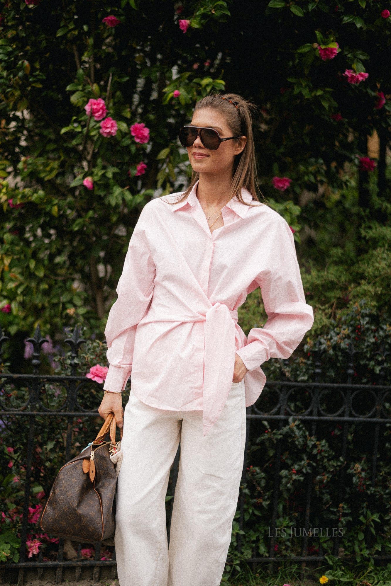 Alix tied blouse blush pink