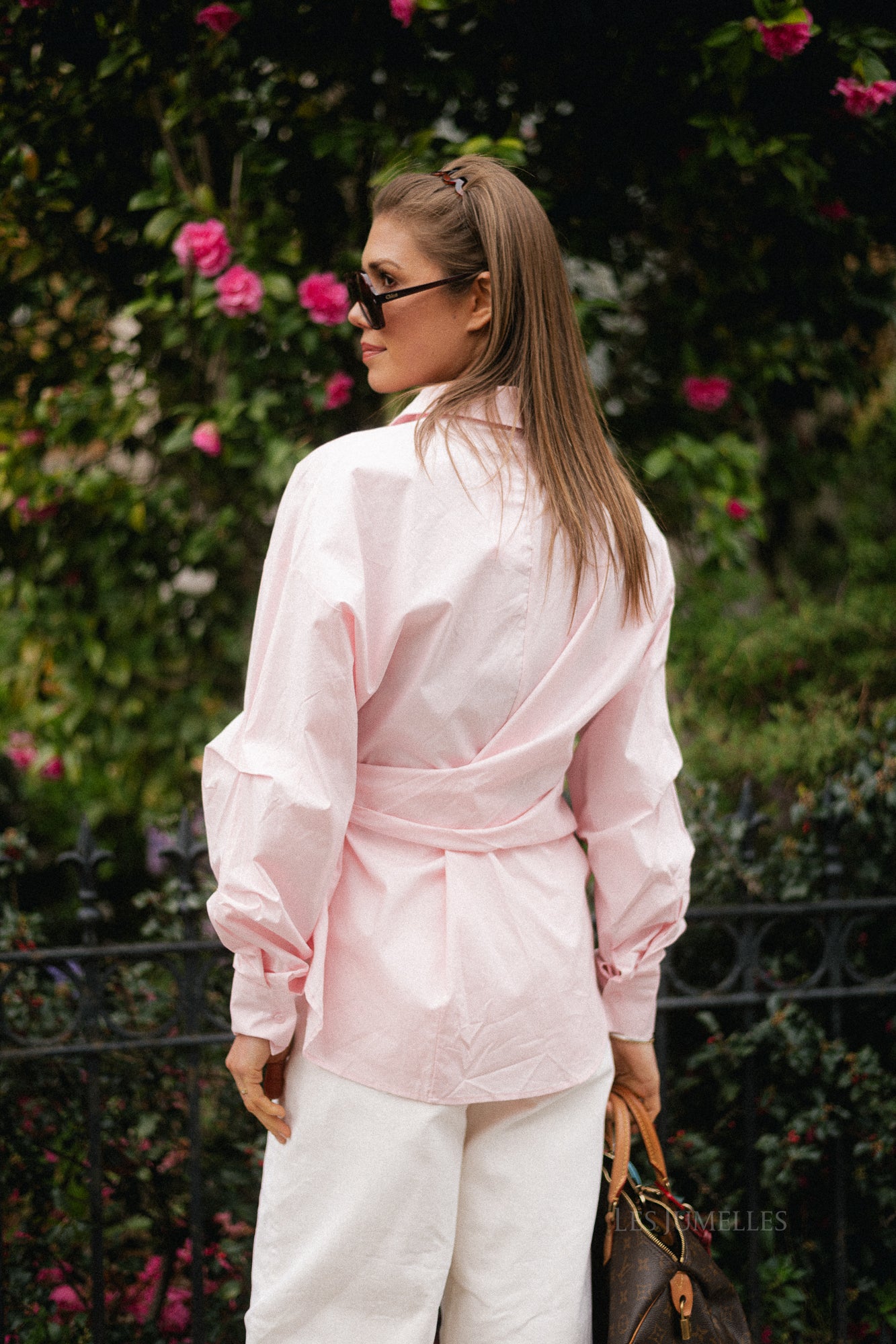 Alix tied blouse blush pink