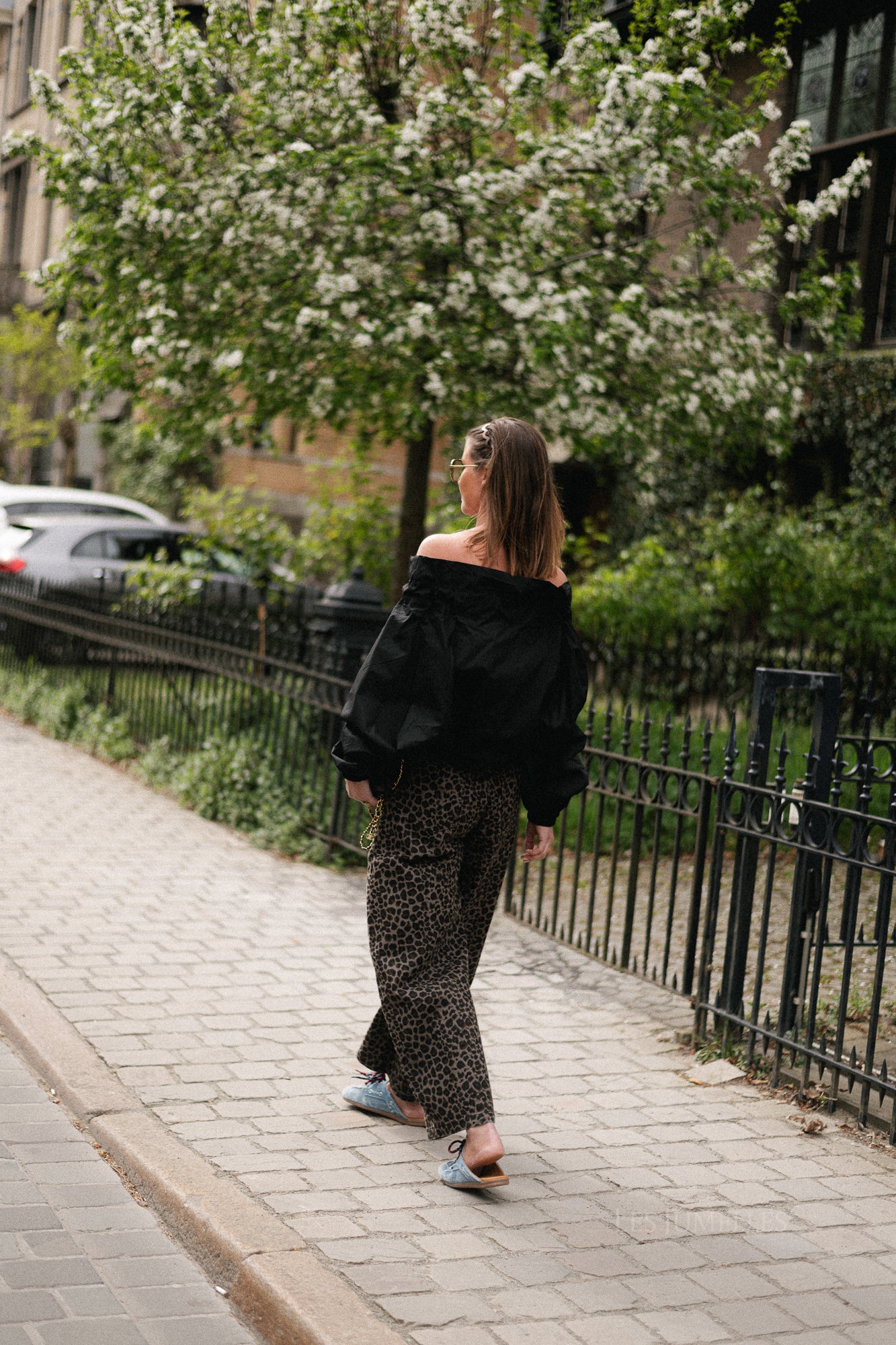 Elodie leopard wide leg jeans