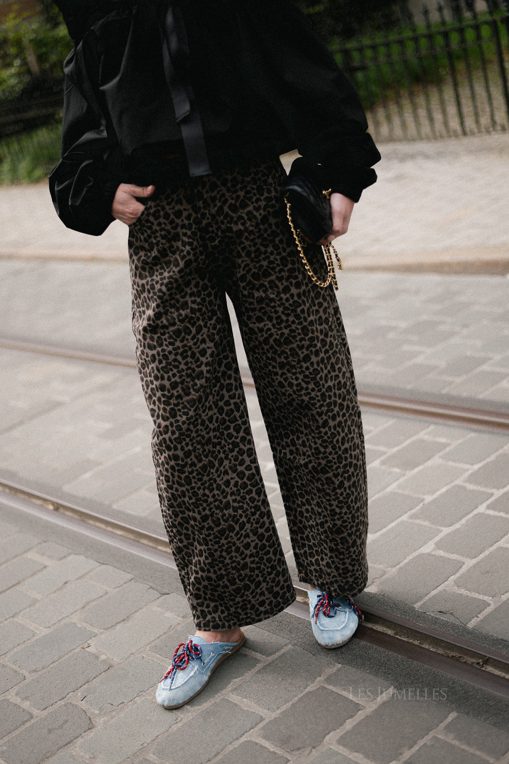 Elodie leopard wide leg jeans