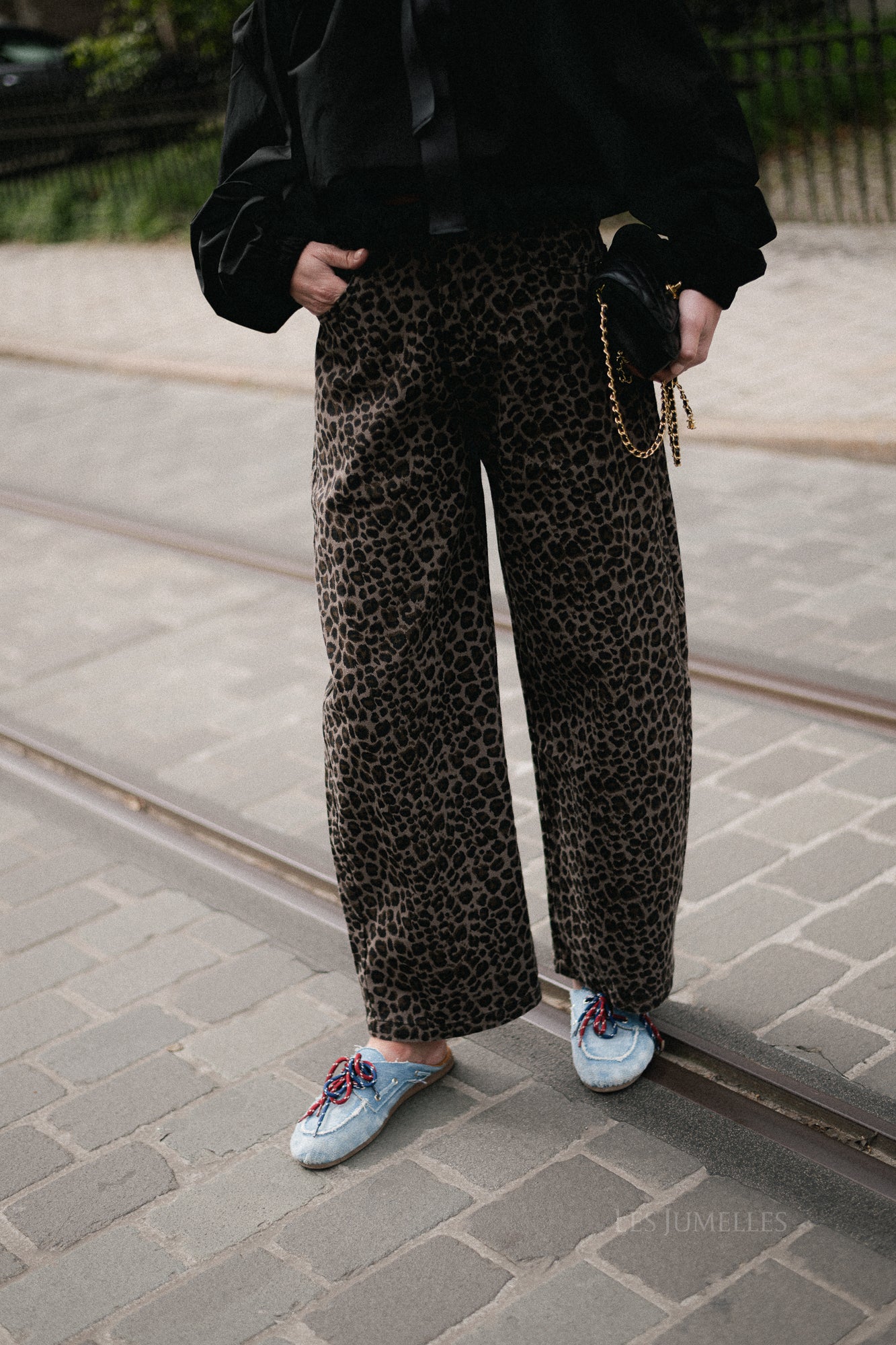 Elodie leopard wide leg jeans
