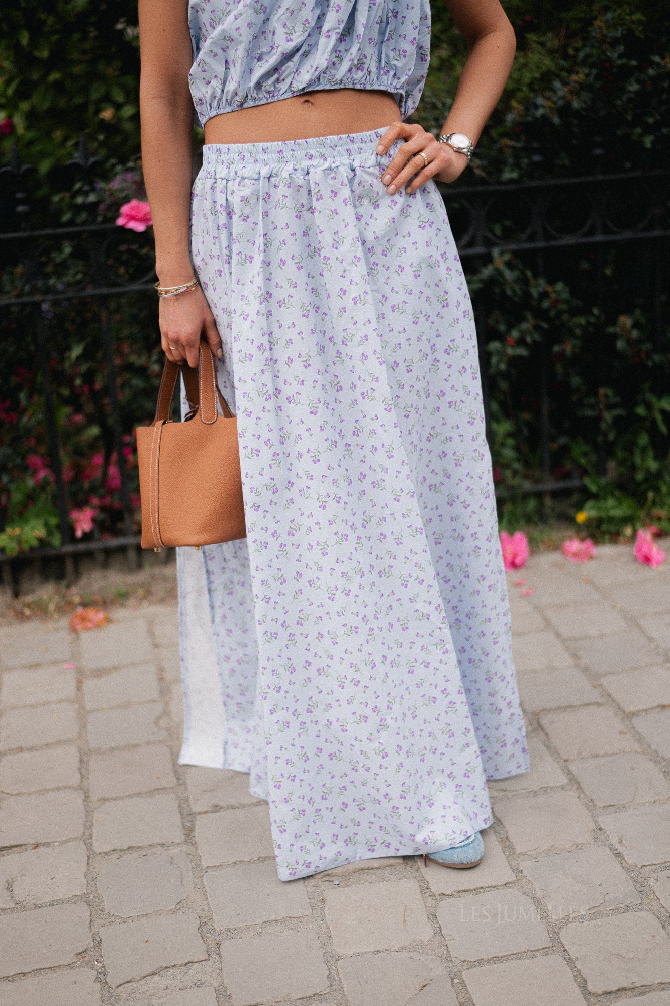 Fran long skirt flower print blue