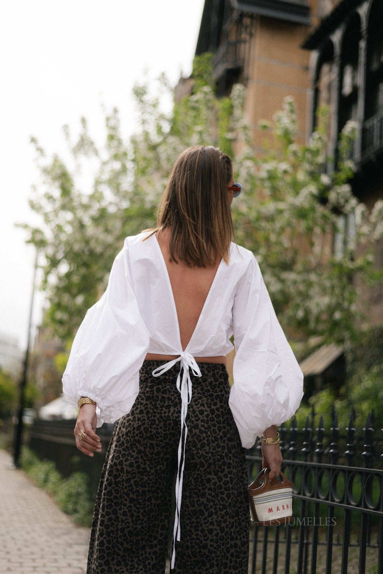 Mira open back blouse white