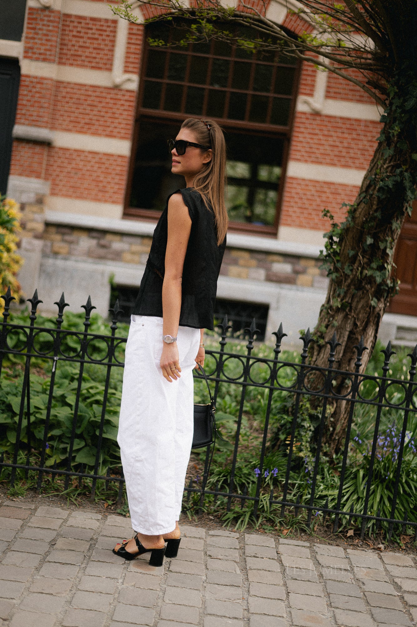 ROUIvy S/L tie neck top meteorite