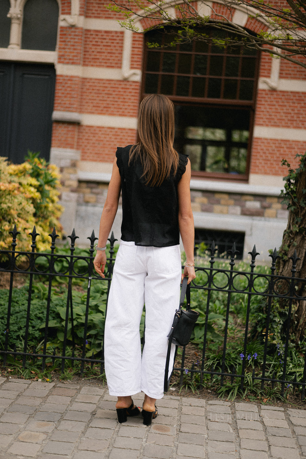 ROUIvy S/L tie neck top meteorite