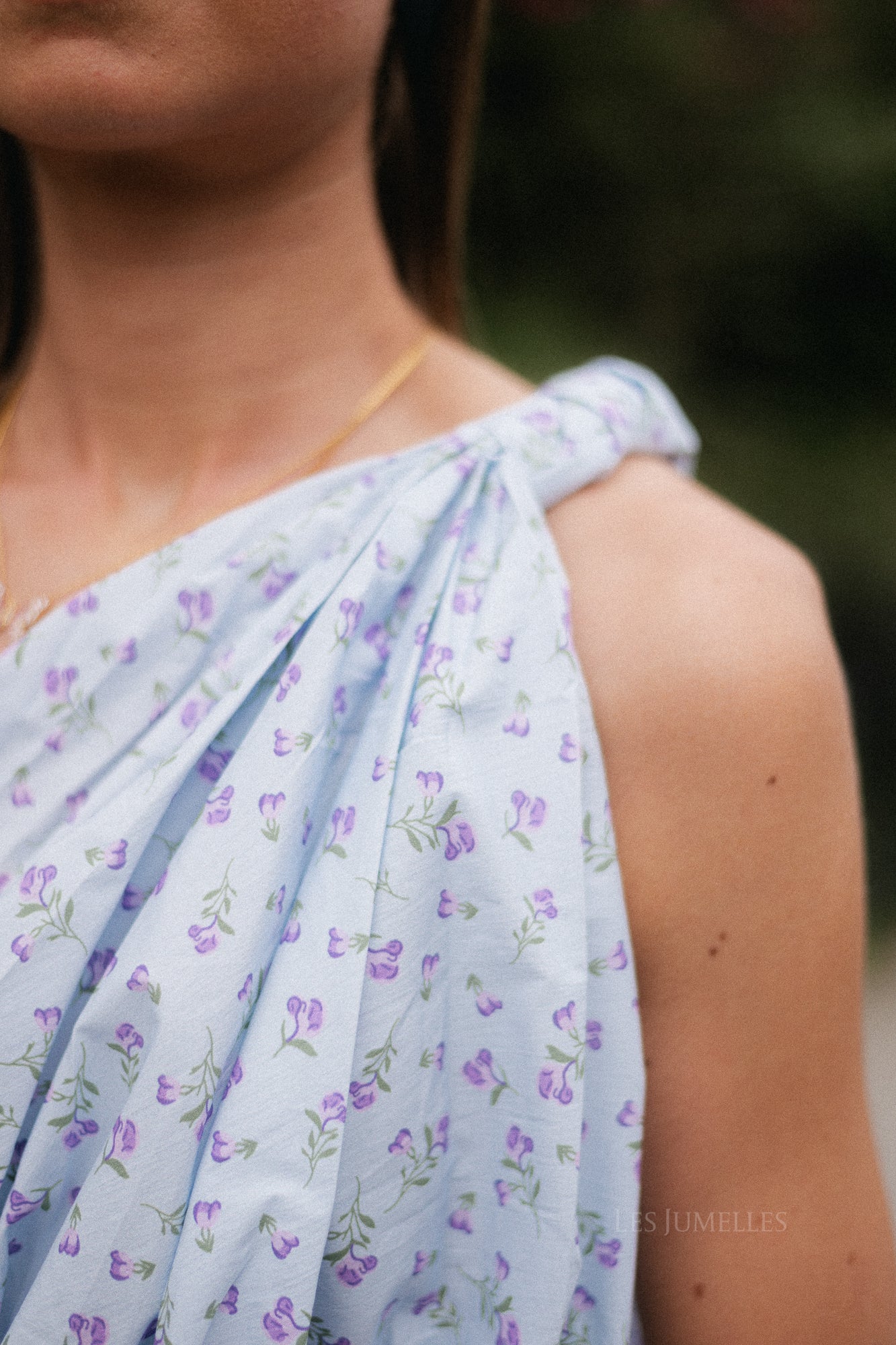 Fran one shoulder top flower print blue