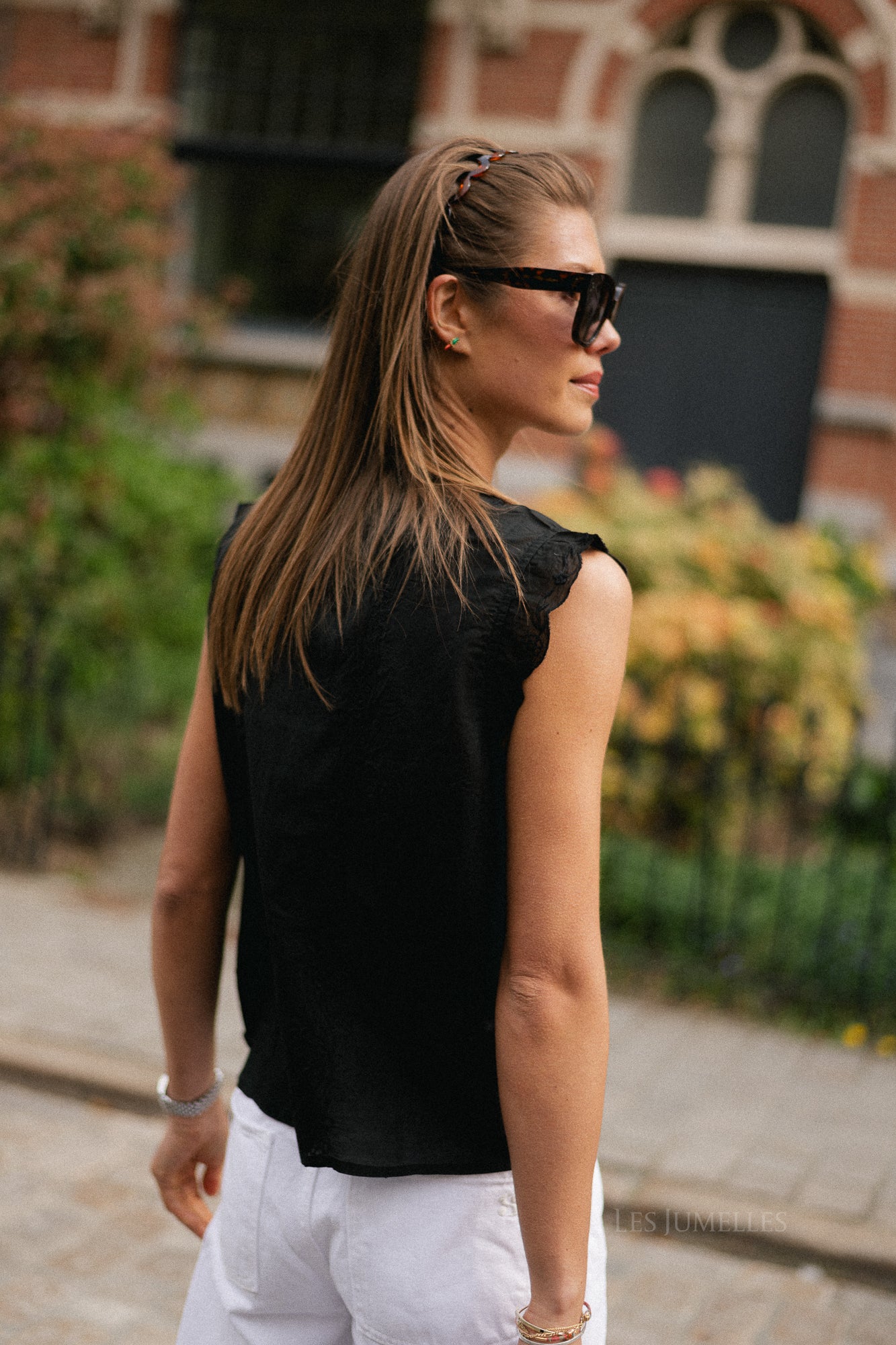 ROUIvy S/L tie neck top meteorite