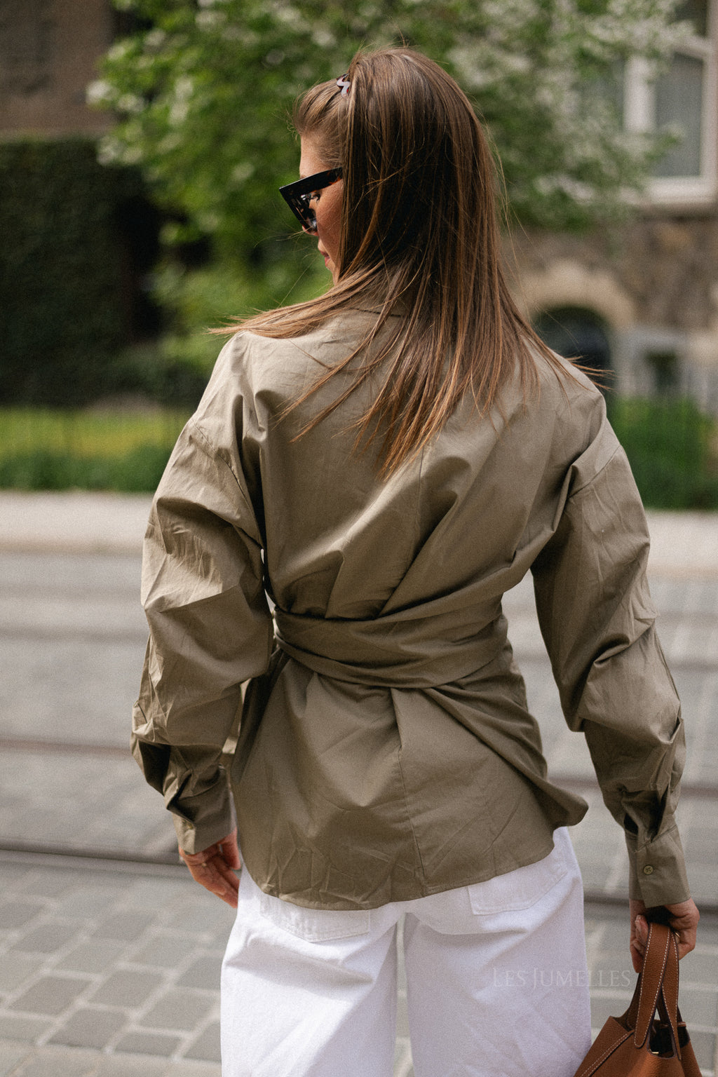Alix tied blouse deep taupe