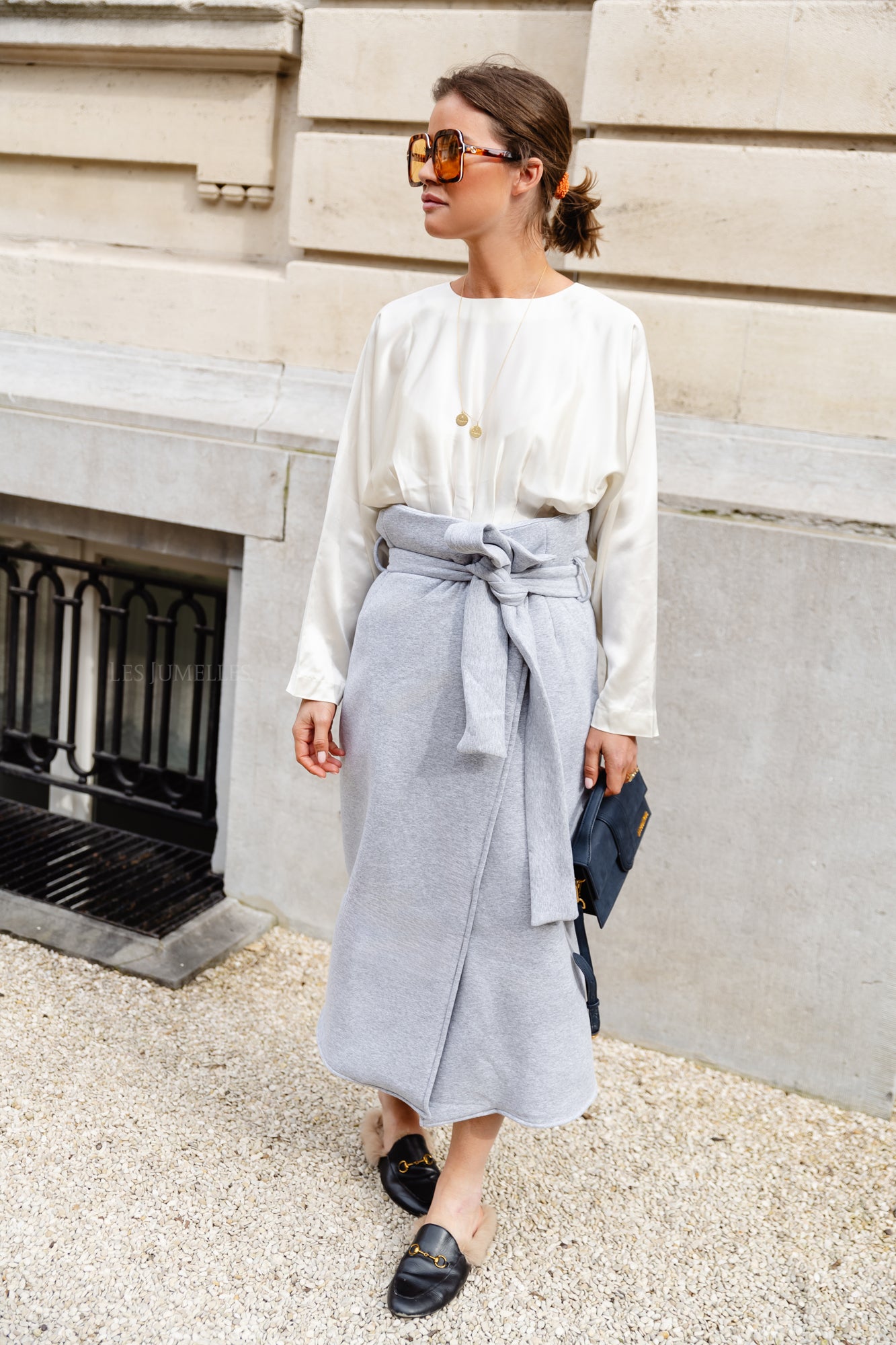 Willa wrapped sweater skirt grey