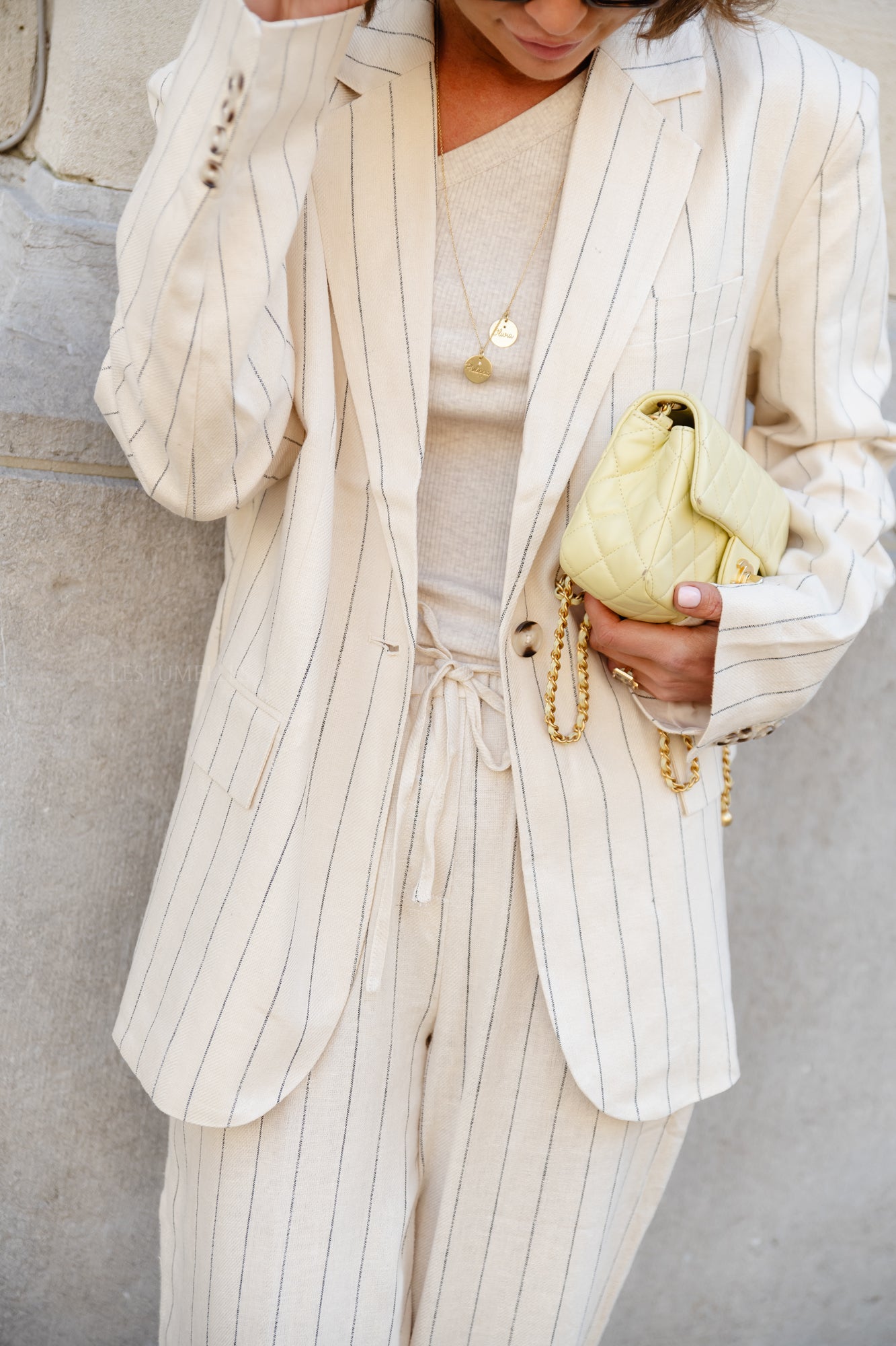 Swintha blazer beige and black pinstripe