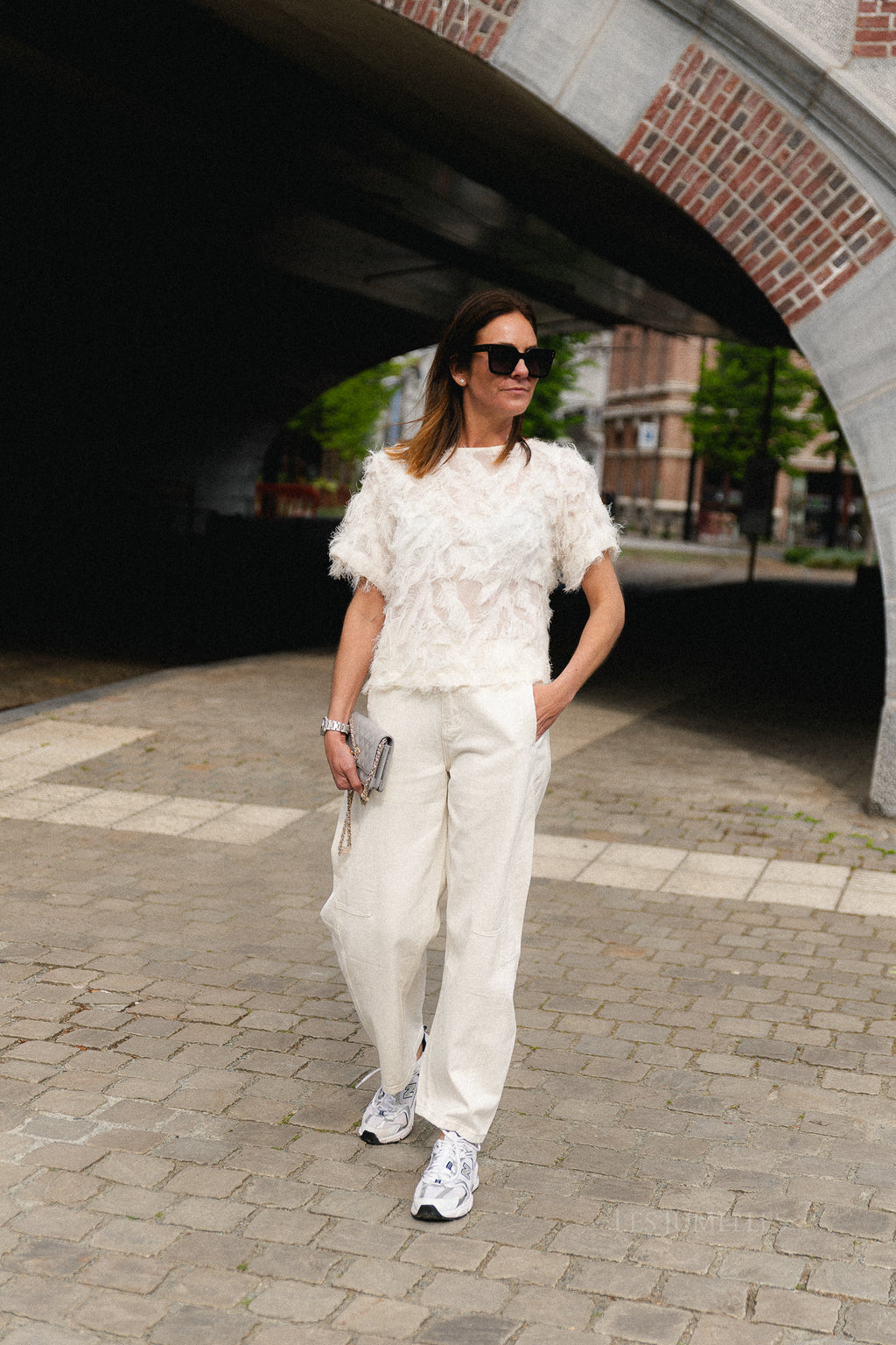SLFMyline SS boat neck top egret