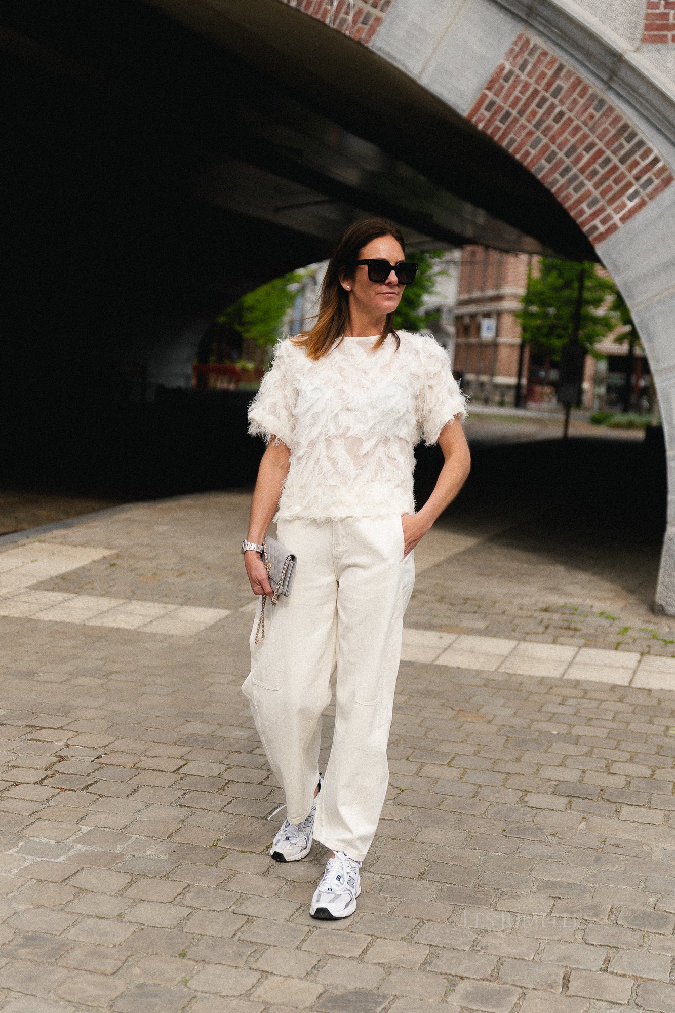 SLFMyline SS boat neck top egret