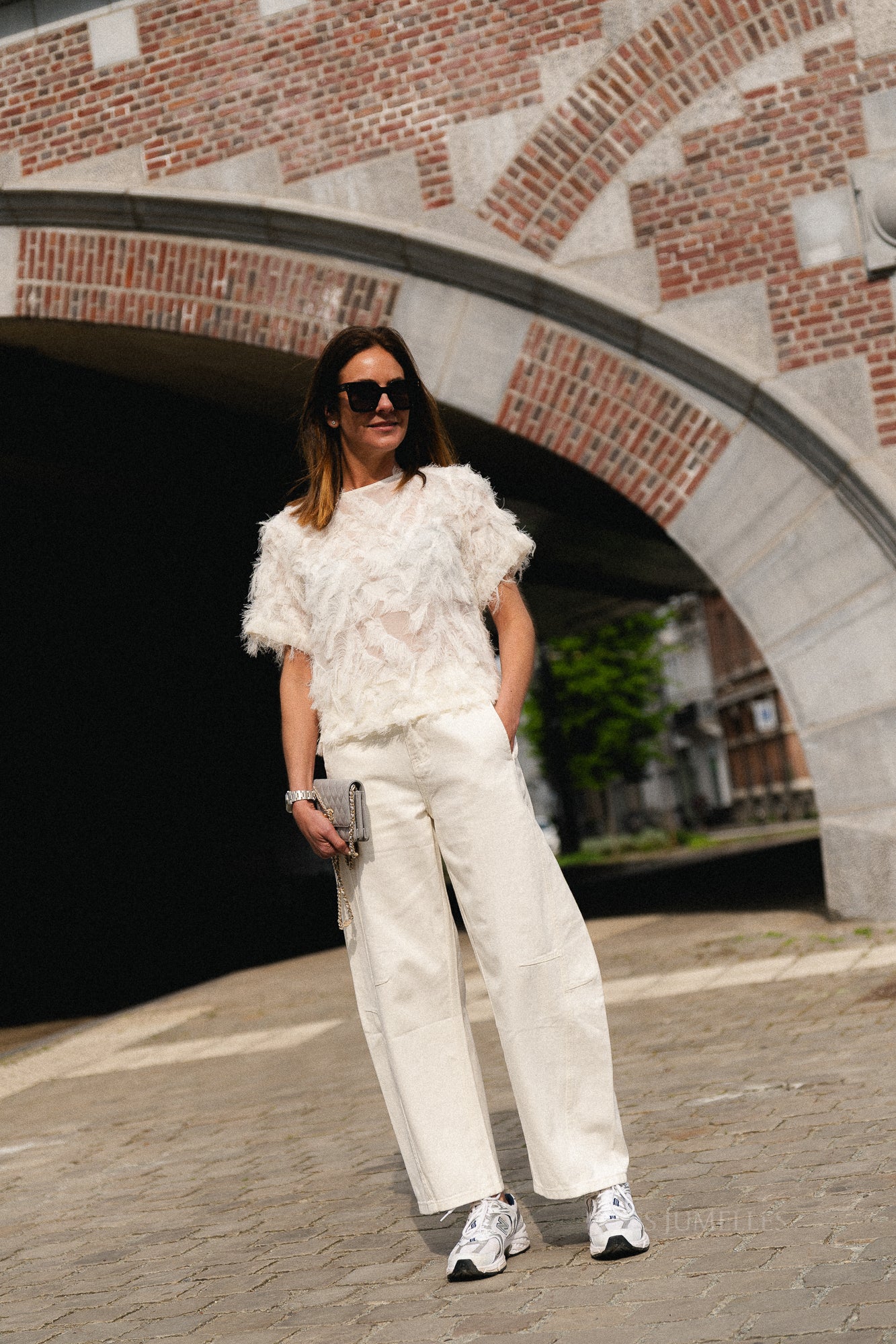 SLFMyline SS boat neck top egret