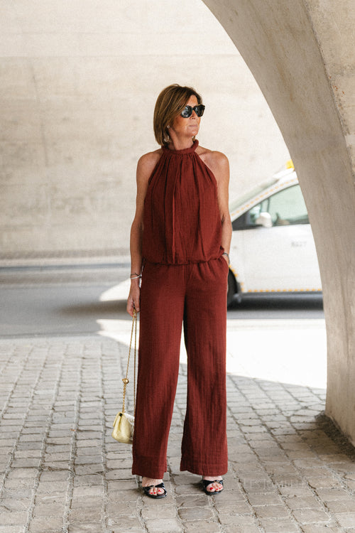 SLFAnnie HW wide pant cherry mahogany