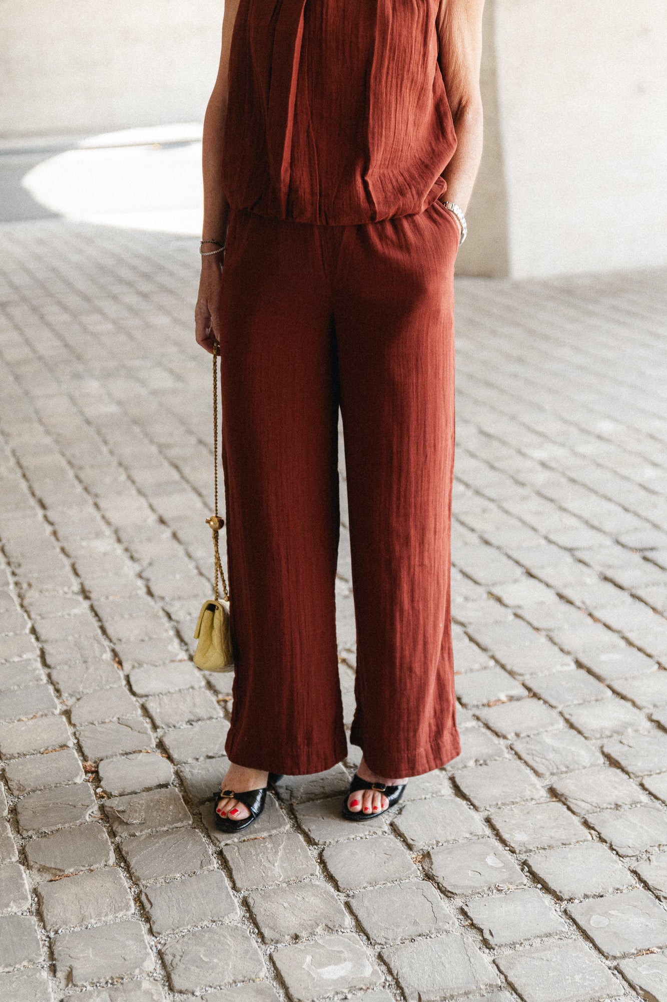 SLFAnnie HW wide pant cherry mahogany – Les Jumelles