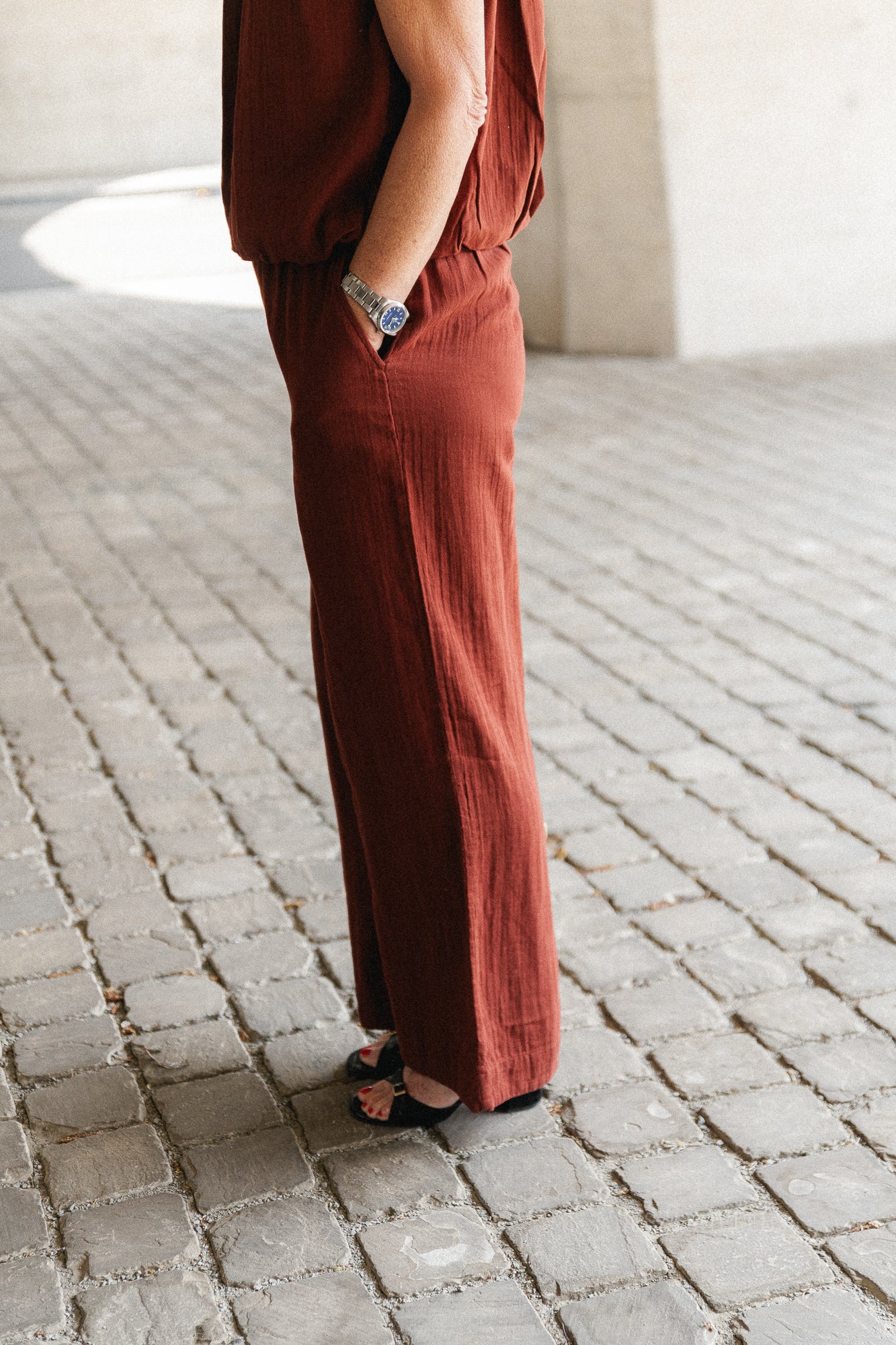 SLFAnnie HW wide pant cherry mahogany