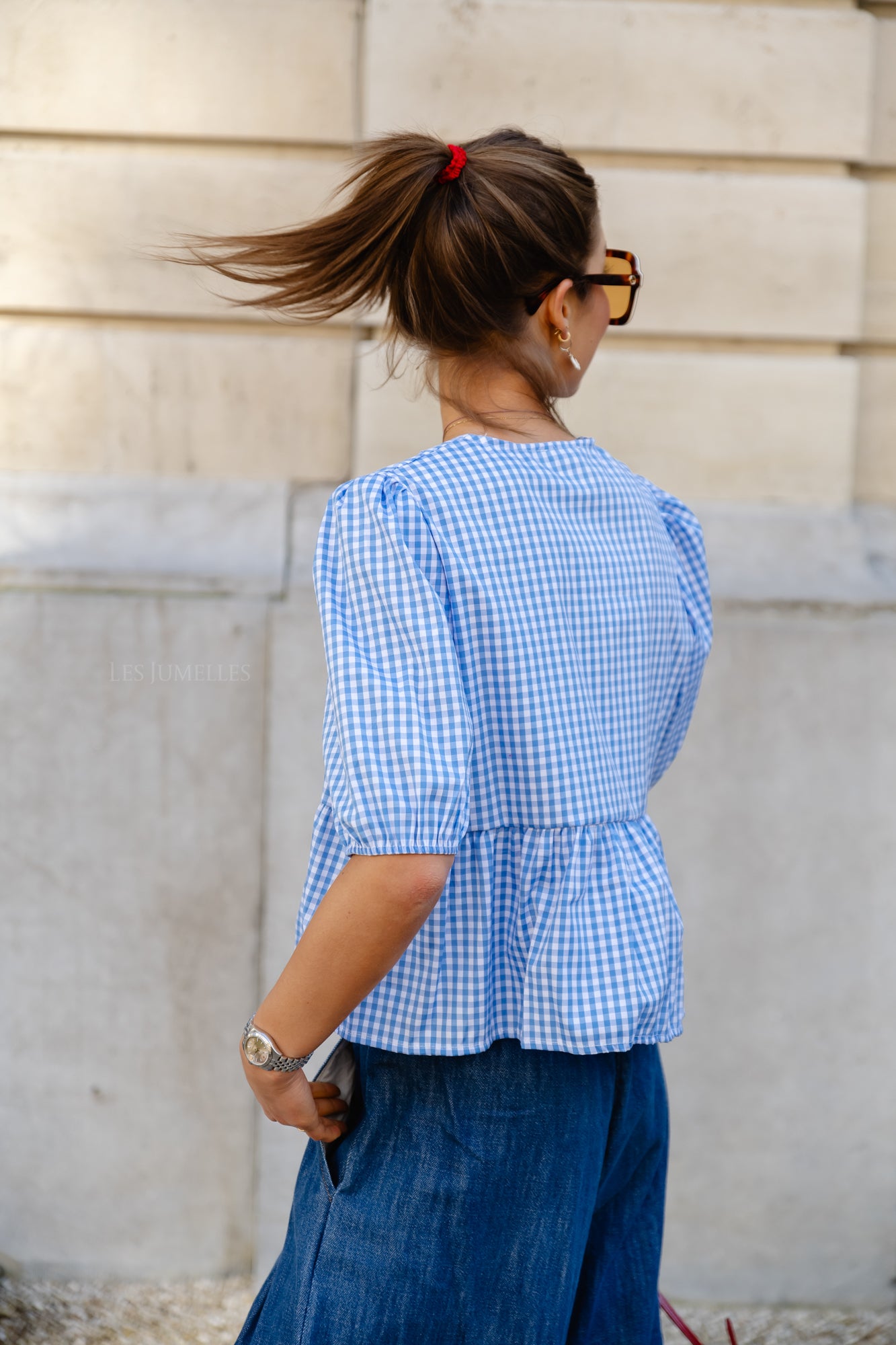 Camille checkered blouse blue