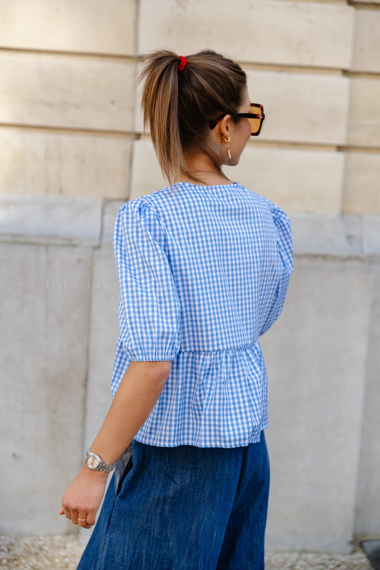 Camille checkered blouse blue