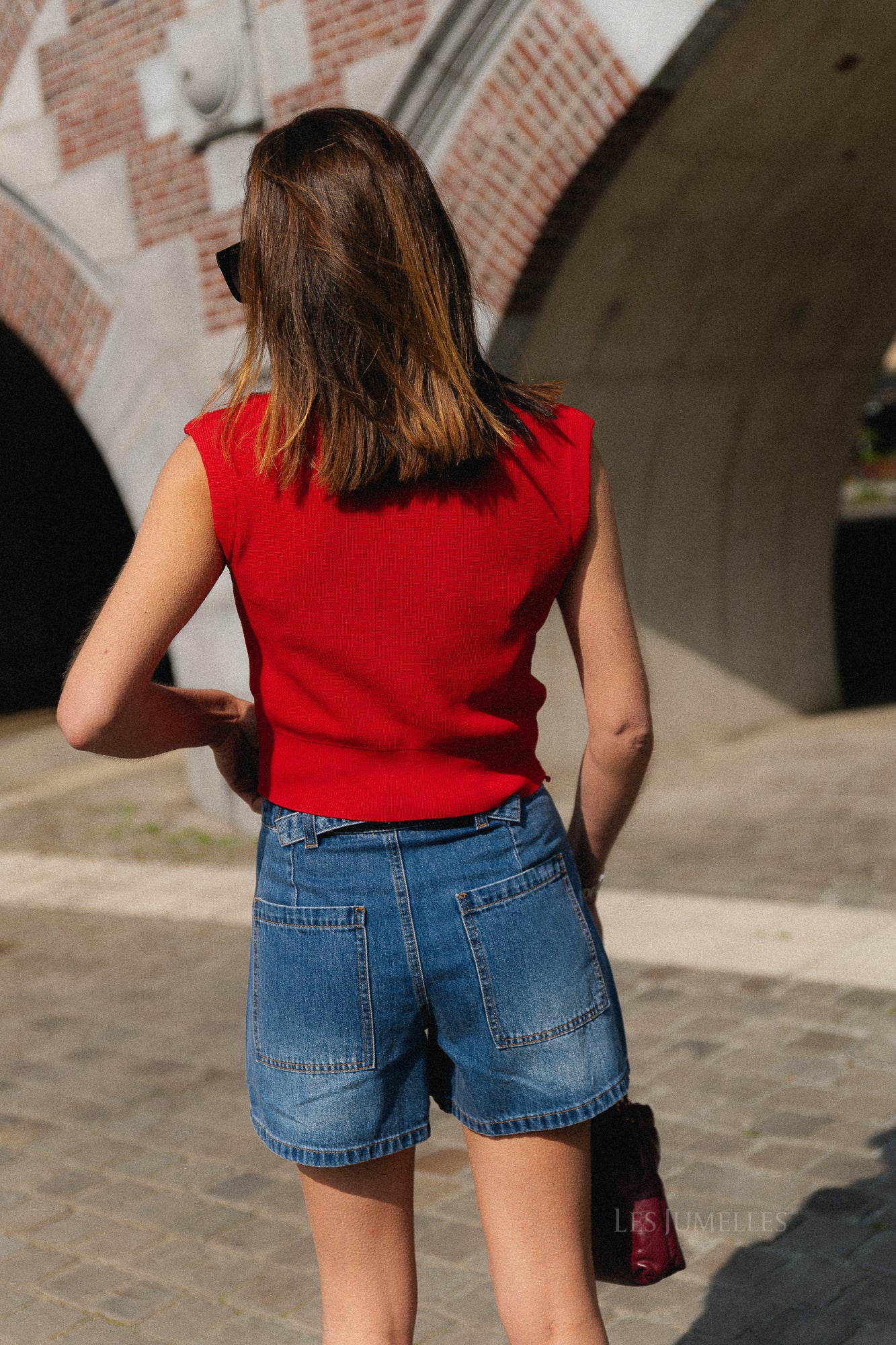 Ines SL knitted top red