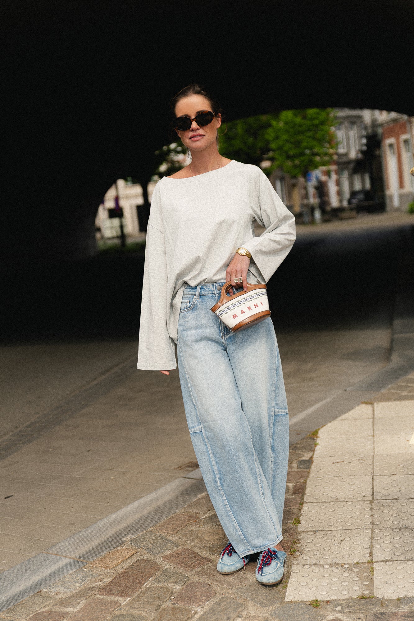 Tamsin long sleeve top grey melange