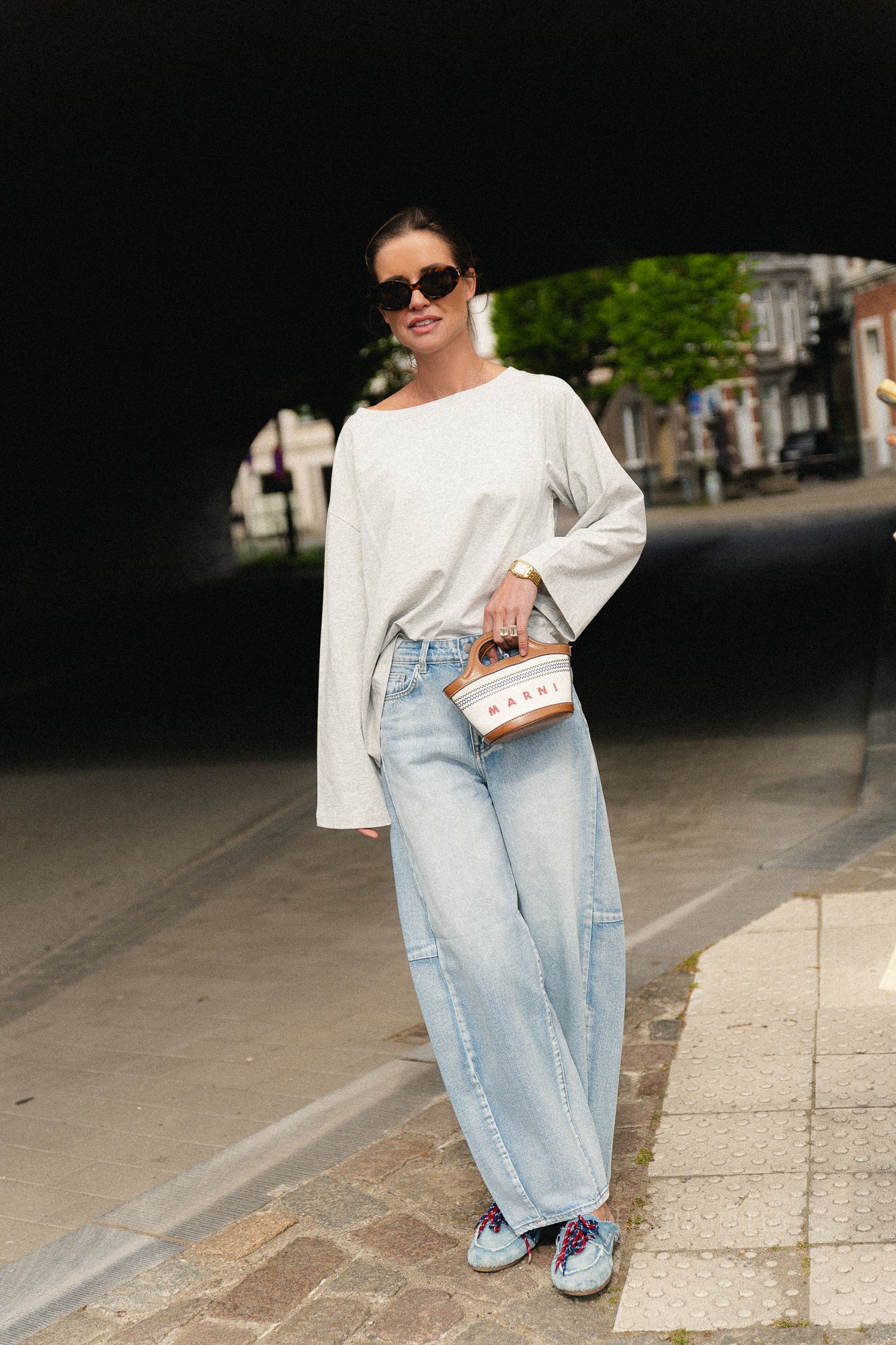 Tamsin long sleeve top grey melange