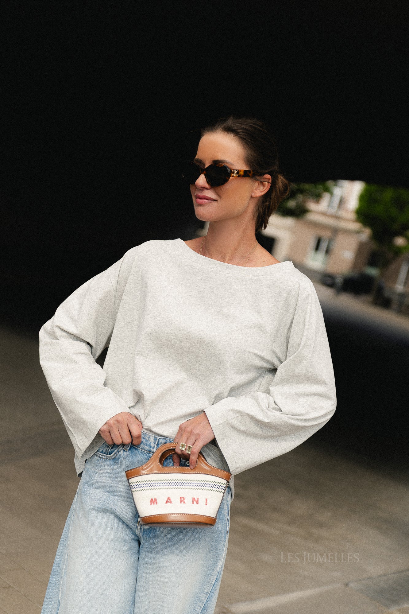 Tamsin long sleeve top grey melange