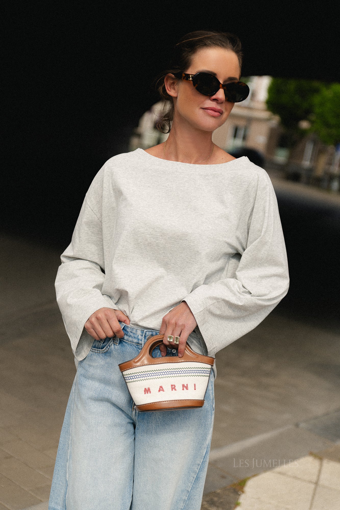 Tamsin long sleeve top grey melange