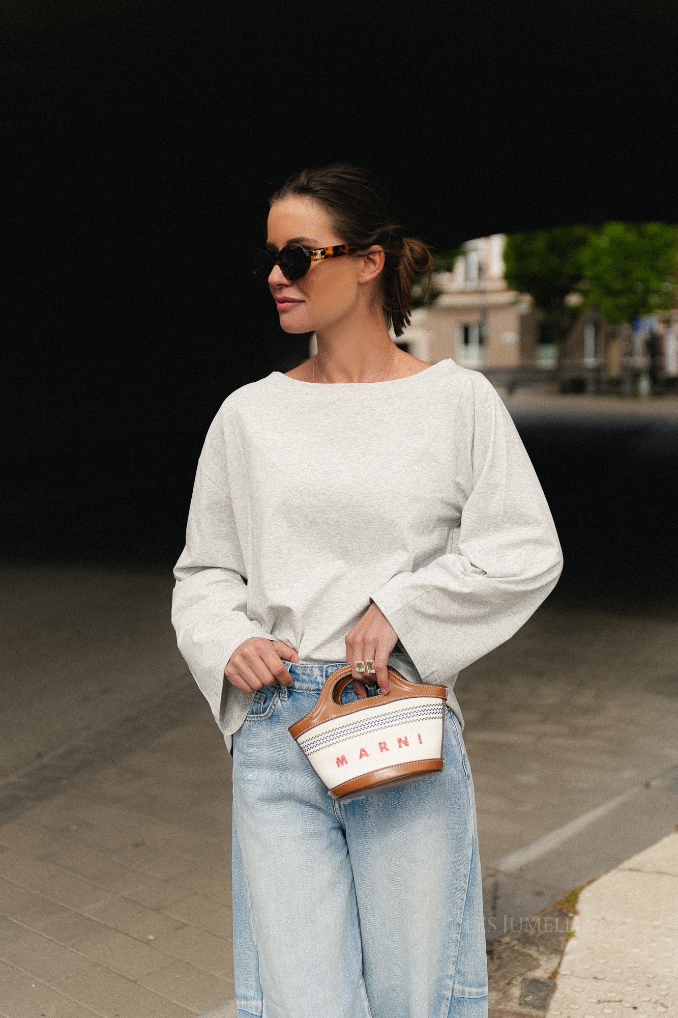 Tamsin long sleeve top grey melange
