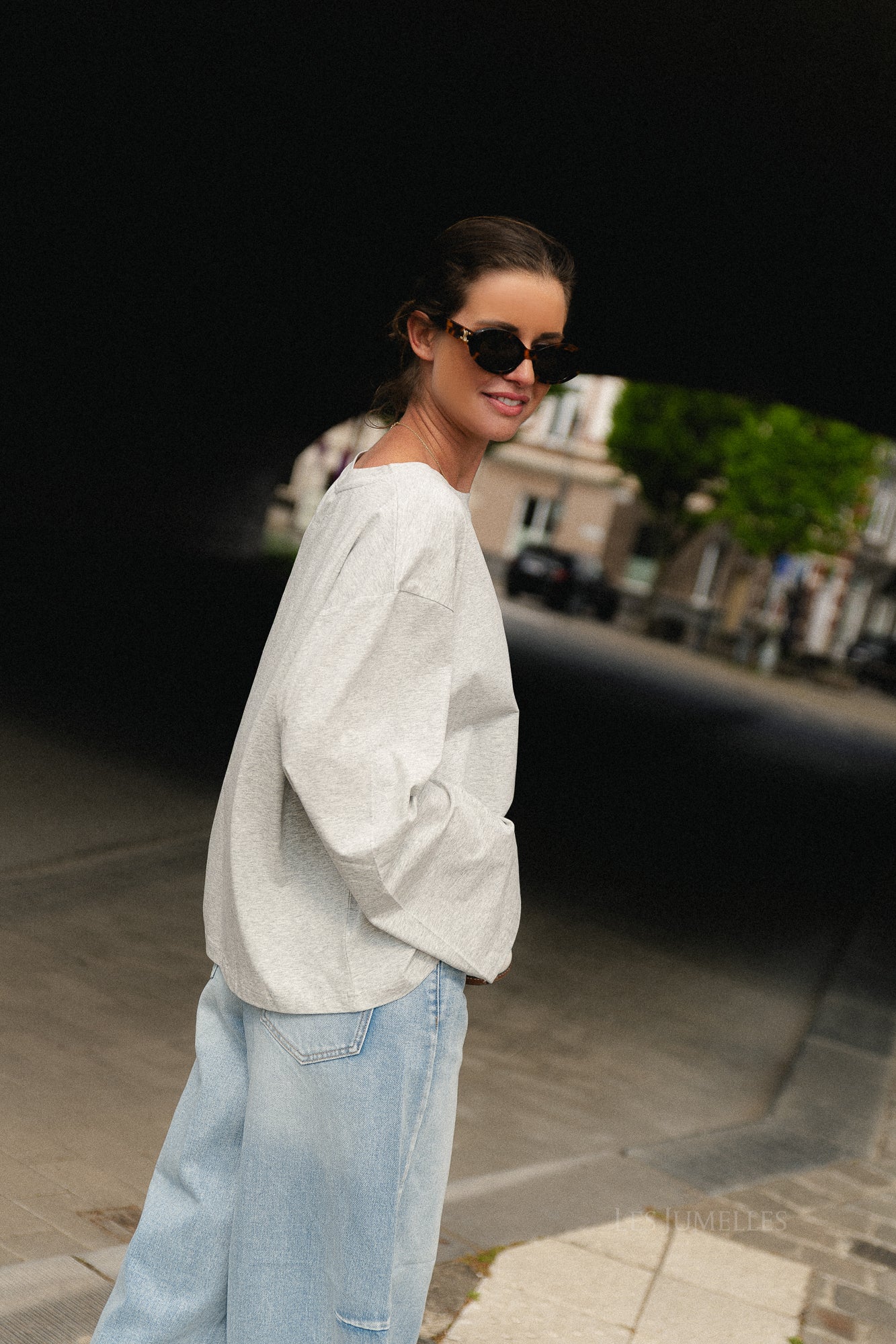 Tamsin long sleeve top grey melange